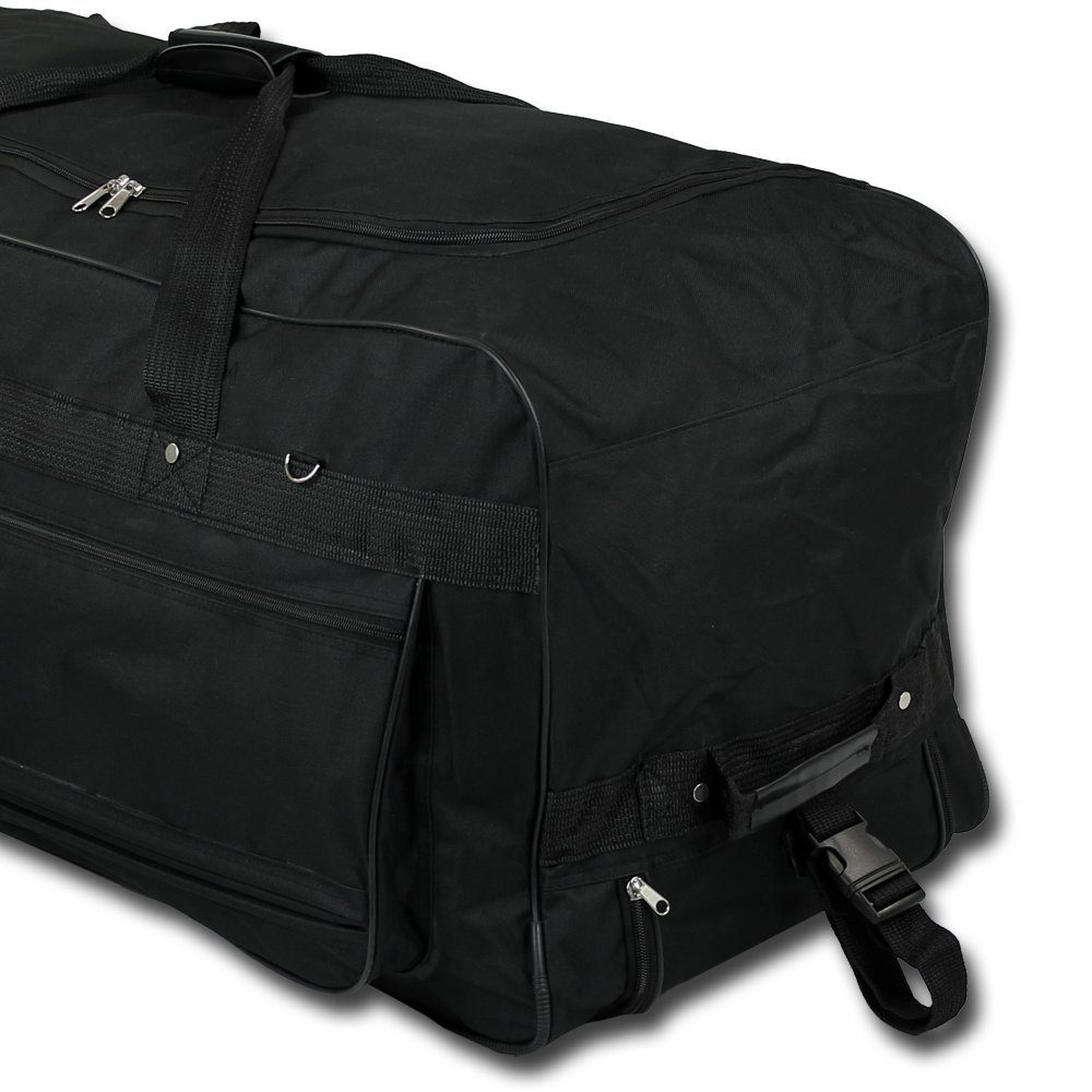 Teleskopgriff Reisetasche schwarz Trolleytasche 3 Tasche Rollen Sporttrolley 182L Koffer, XXXL Rollkoffer Trolley