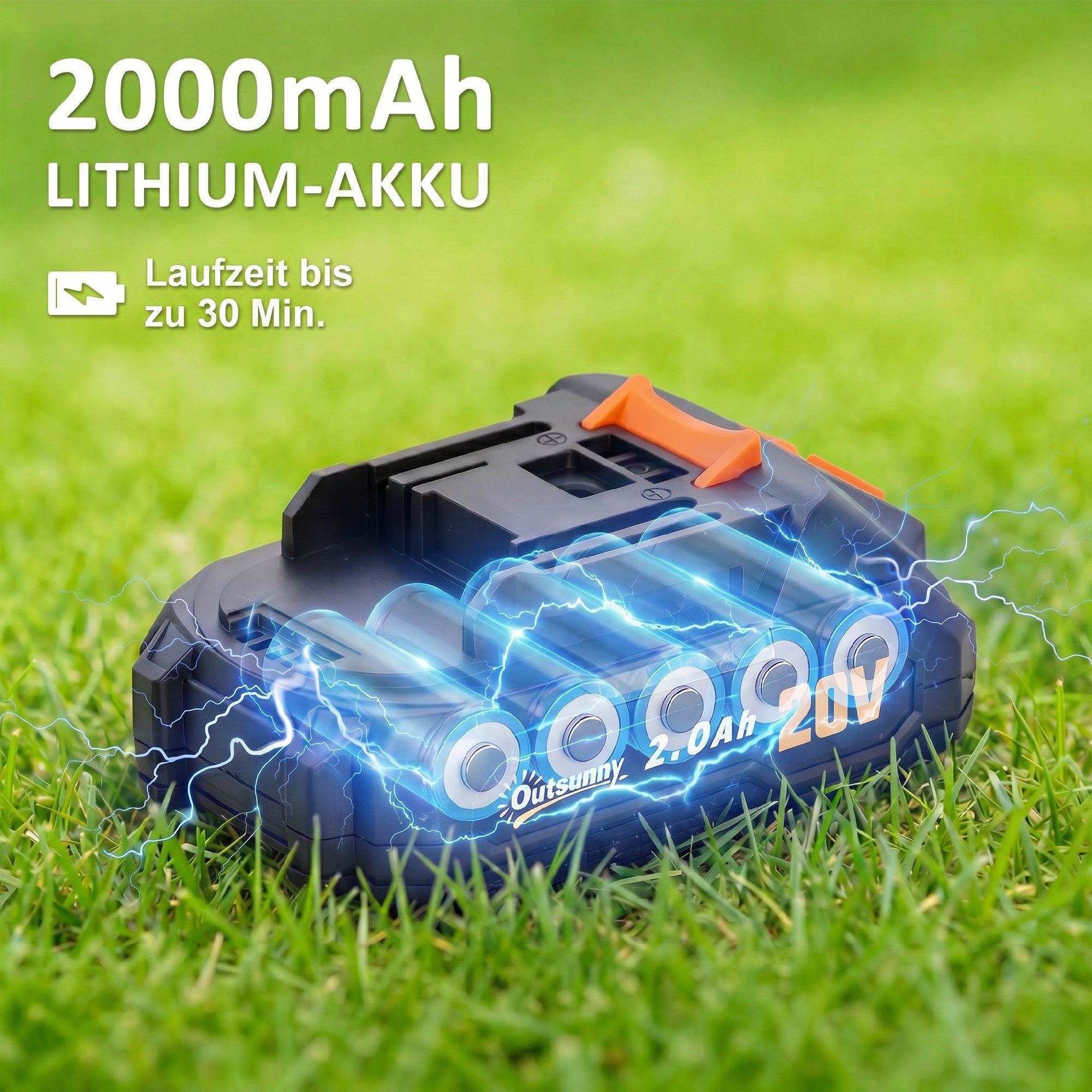 Outsunny Elektro-Heckenschere Akku Heckenschneider mit 100 W Motorleistung Kabellos, bis 0 m Arbeitshöhe, (Elektrischer Heckenschneider, 5 St., Akku Heckenscher – Bild 5 von 5