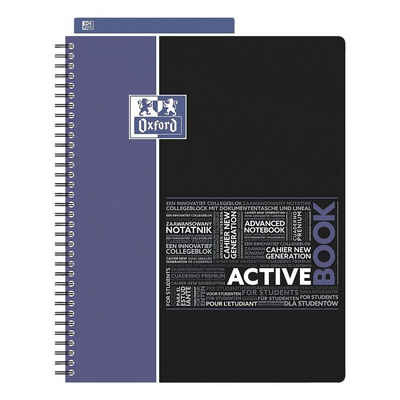 OXFORD Collegeblock »Studium Activebook«, A4+ kariert, 80 Blatt, inkl. Lesezeichenlineal und Dokumententasche