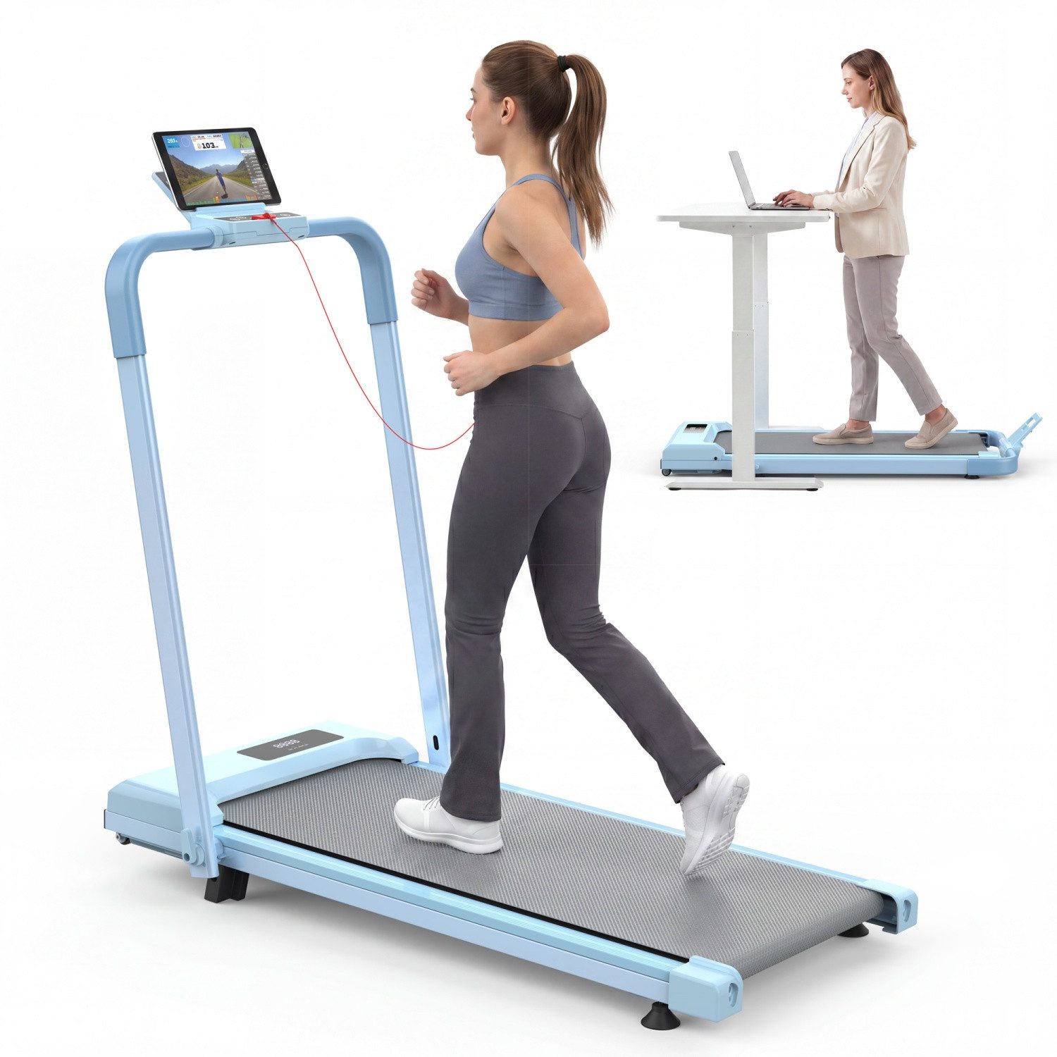 ANYSUN Laufband Klappbares Laufband für Zuhause, 2-in-1-Laufbänder zum Gehen, (2,5-PS-Tischlaufband Laufband für Zuhause Mit Tablet-Halterung), Laufbändern, Laufen und Joggen, mit einer Gewichtskapazität von120KG