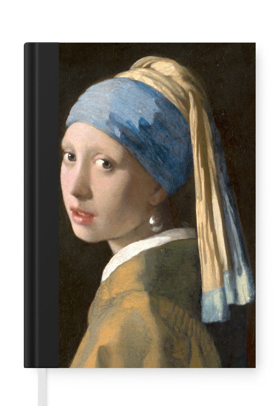 MuchoWow Notizbuch Das Mädchen mit dem Perlenohrring - Gemälde von Johannes Vermeer, Journal, Merkzettel, Tagebuch, Notizheft, A5, 98 Seiten, Haushaltsbuch
