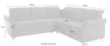 sit&more Ecksofa Darwin L-Form, inklusive Federkern, wahlweise mit Kopfteilverstellung, Bettfunktion