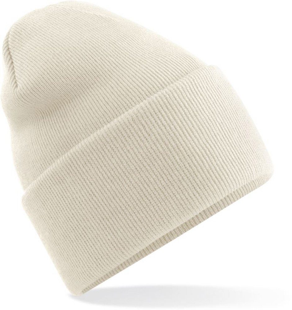 Modescout Stadler Beanie Wintermütze Strickmütze mit langem Umschlag mit 50% recyceltes Polyester, angenehmer Tragekomfort Almond