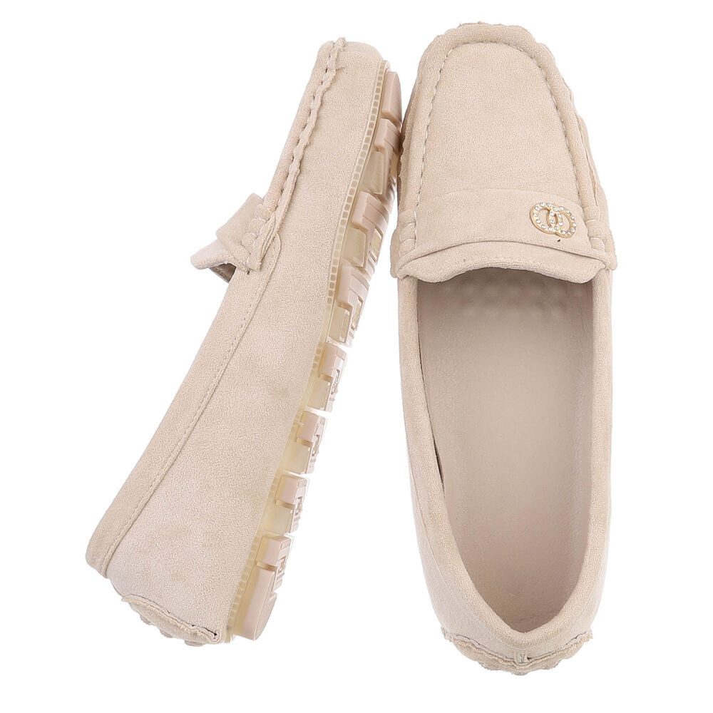 Ital-Design Modischer Mokassin für Damen mit eleganten Details Slipper (91554437) Flach Mokassins in Beige