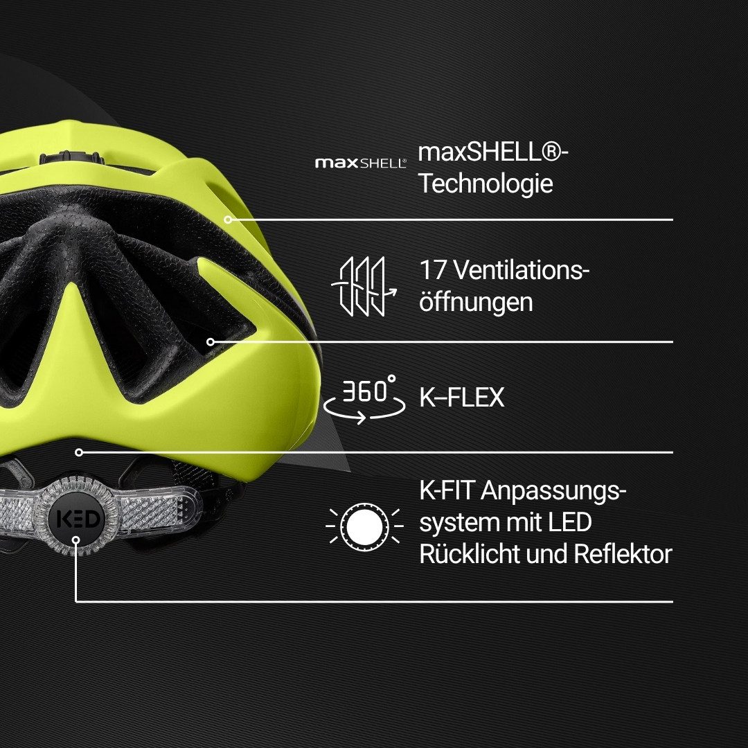 KED Fahrradhelm Spiri II Trend Allround Helm, LED Licht Und Reflektor, Optimierte Belüftung