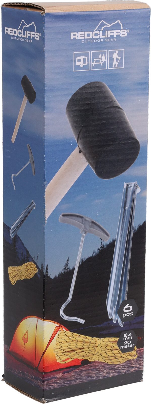Koopman Zelthering Abspannset Zelthering Abspannseil Gummihammer 9tlg, (Set, 9-St., Packung), Campingset, Hering, 20m Seil, Spann / Zughaken – Bild 3 von 4