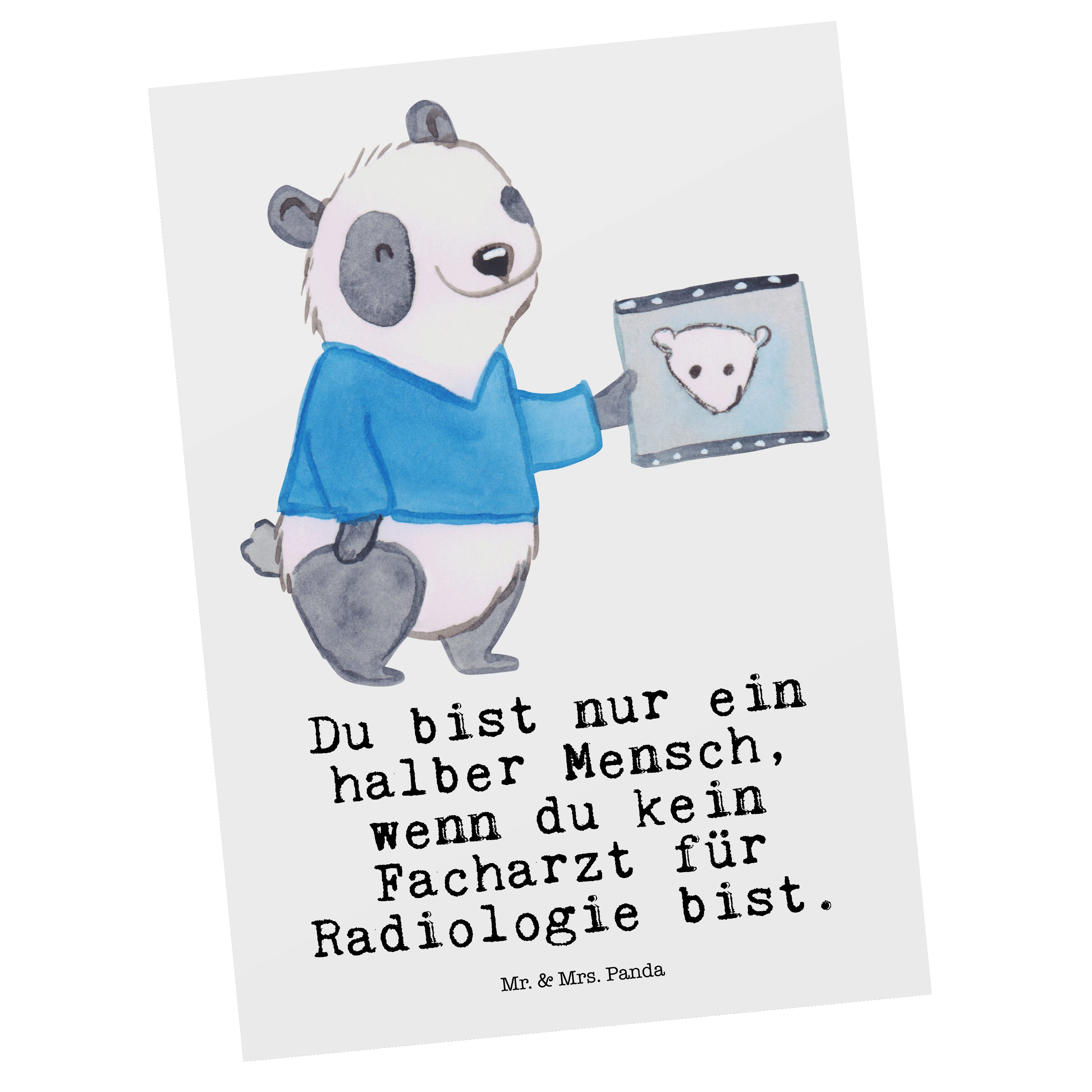 Mr. & Mrs. Panda Postkarte Facharzt für Radiologie mit Herz - Weiß - Geschenk, Dankeskarte, Arbe