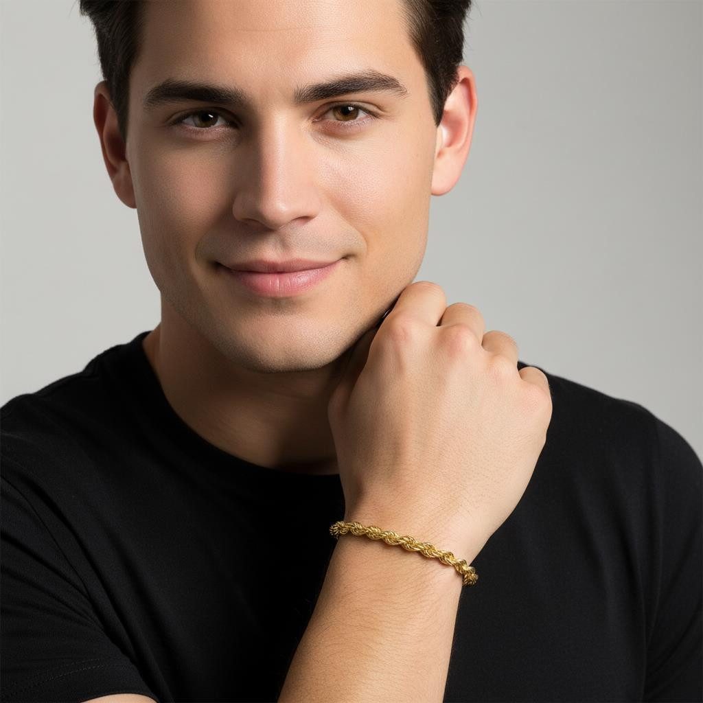 Tony Fein Charm-Einhänger Tony Fein Kordelarmband 6 mm Echt 585er Vergoldet günstig online kaufen