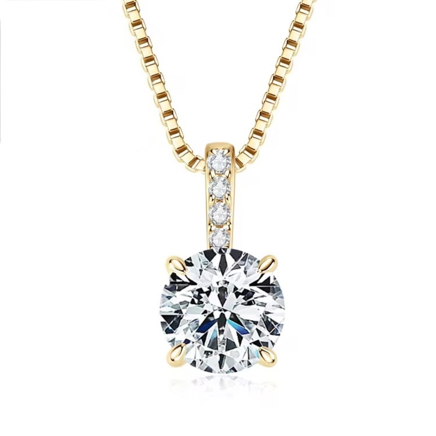 ROUGEMONT Kette mit Anhänger Moissanit Halskette -925 Sterling Silber mit Echtheitzertifikat 2,0ct, Echtschmuck