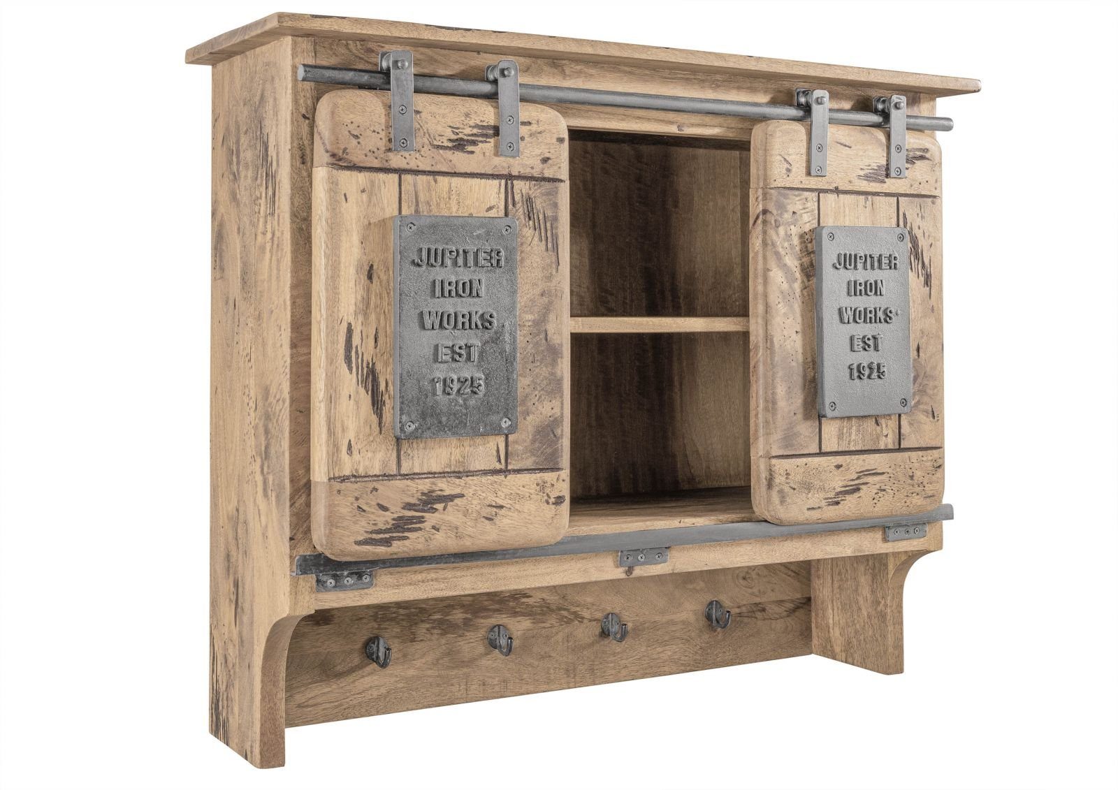 Massivmoebel24 Wandgarderobe (Wandgarderobe Mango 90x30x75 whitewash günstig online kaufen