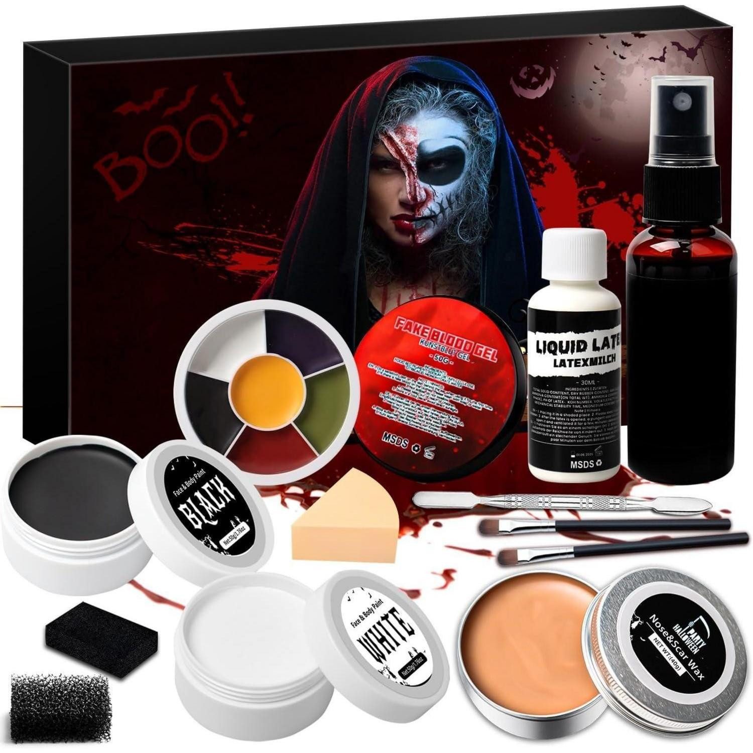 LuxusKollektion Theaterschminke Halloween Make up Set Kunstblutgel Schwarz