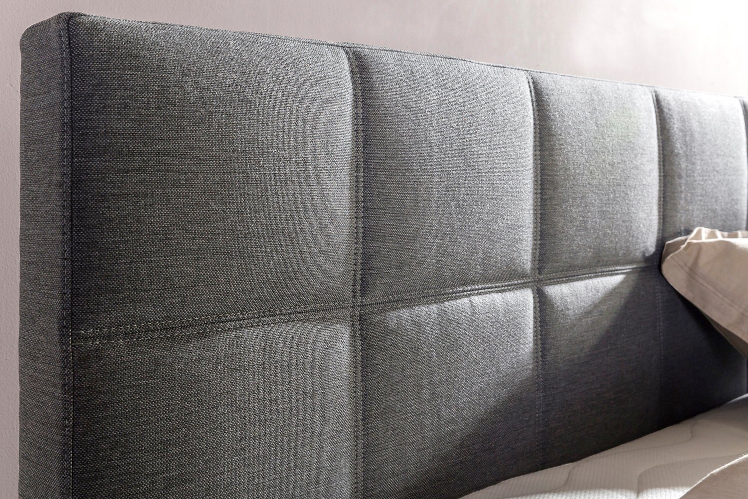 Möbelfreude Boxspringbett Boxspringbett Bea Hellgrau 100x200 cm H3, Hellgrau 100x200 cm H3 7-Zonen Taschenfederkern-Matratze + Bonell-Fede
