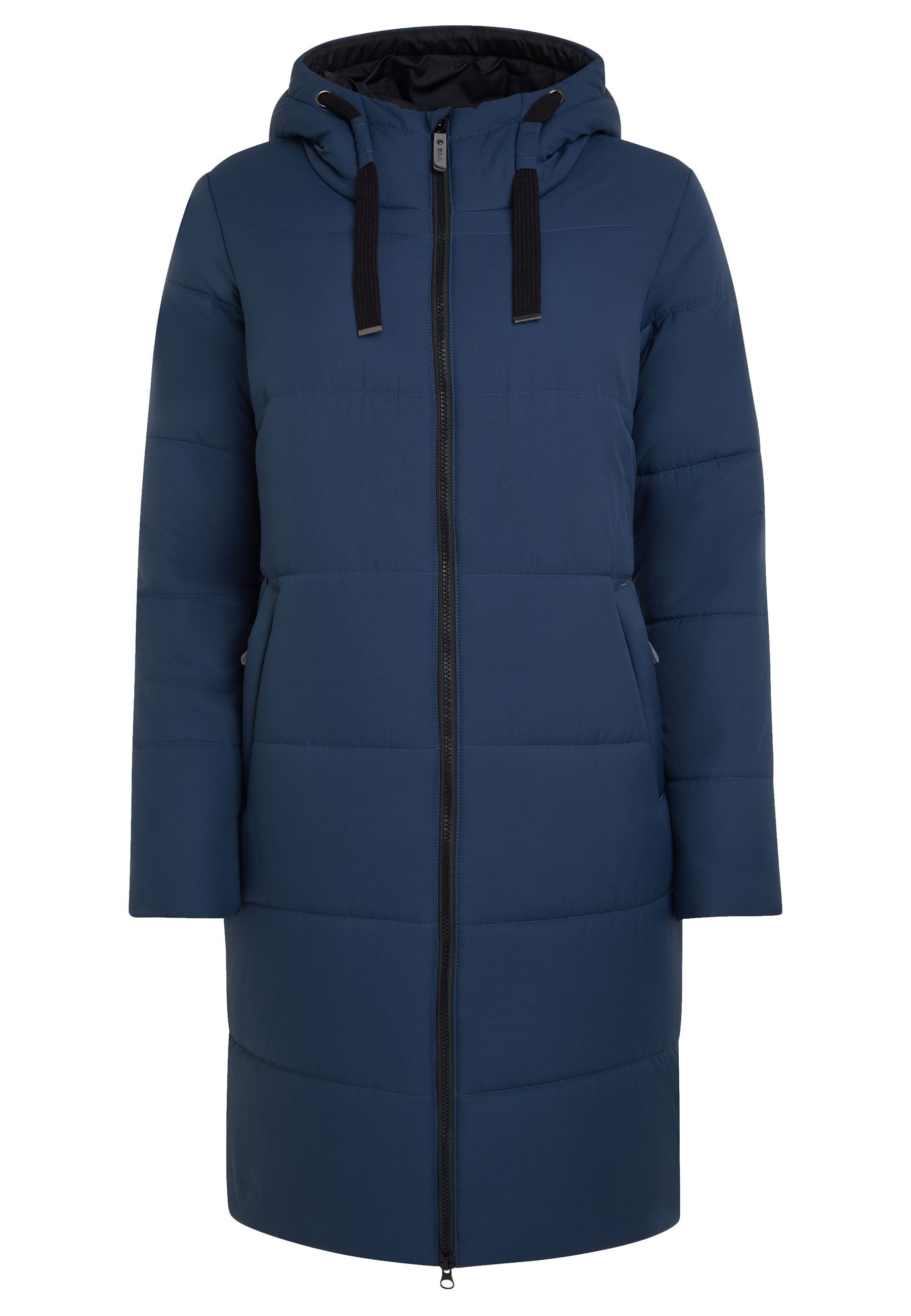 Elkline Winterjacke Comfort leichter langer Mantel, 2-Wege-Reißverschluss darkblue