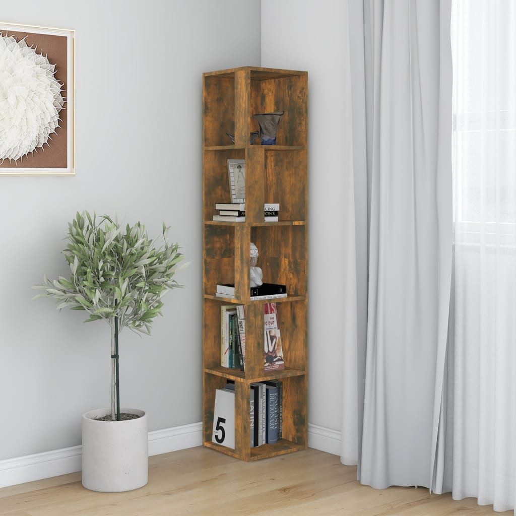 vidaXL Eckregal 33 x 33 x 1645 cm Eckregal Räuchereiche 33x33x164,5 cm Spanplatte