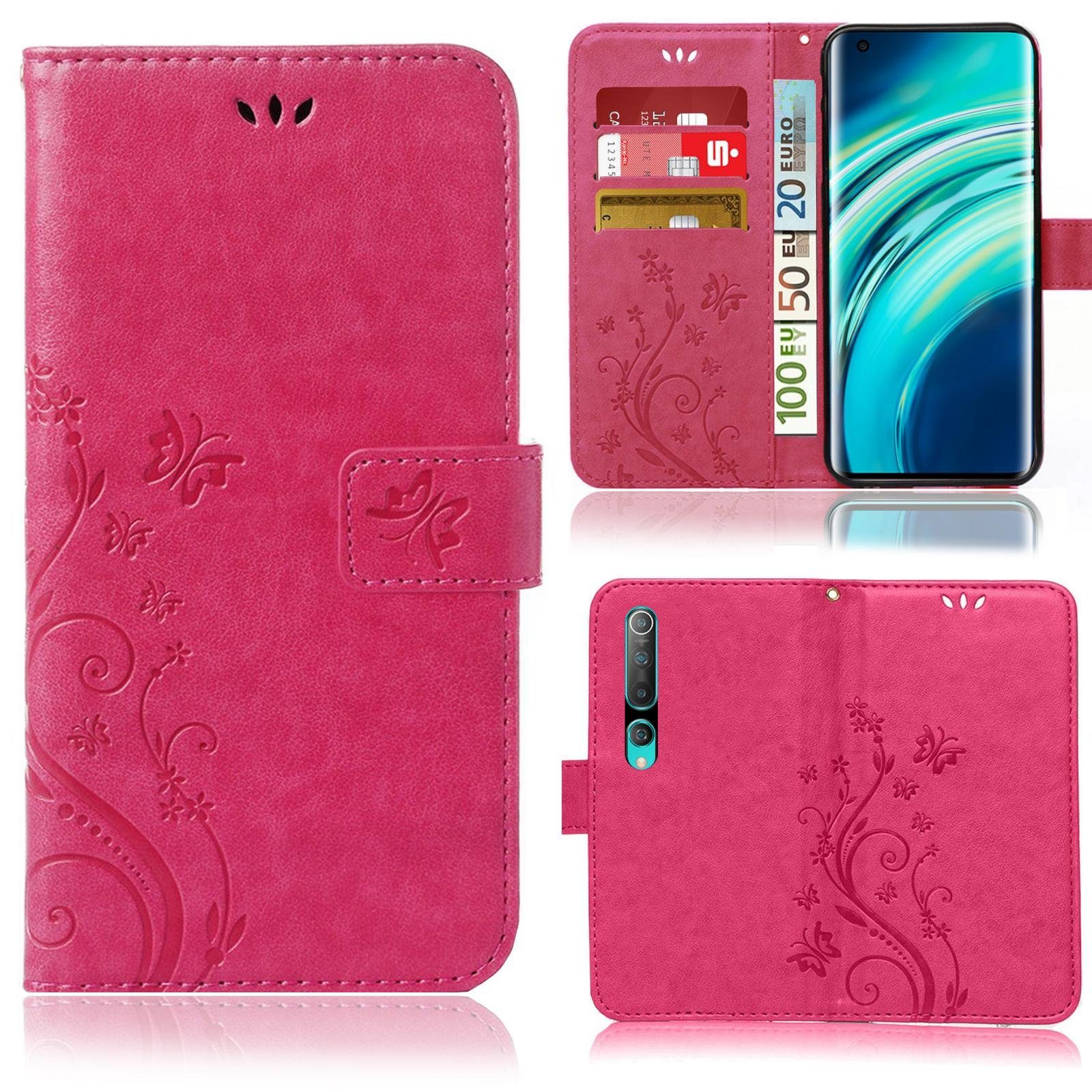 Numerva Handyhülle Bookstyle Flower für Xiaomi Mi 10 / Mi 10 Pro, Handy Tasche Schutzhülle Klapphülle Flip Cover mit Blumenmuster