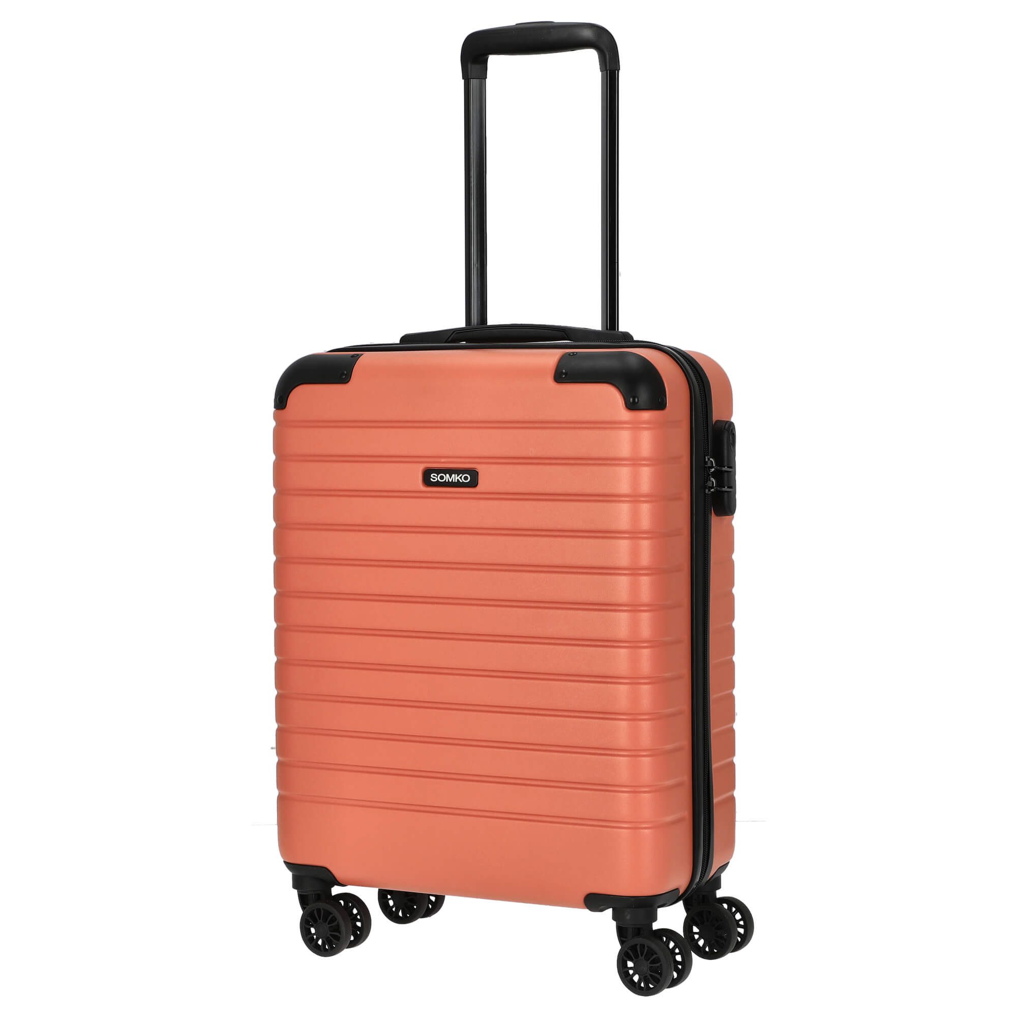 SOMKO Handgepäck-Trolley Line - 4-Rollen Kabinentrolley S 55 cm (coral), 4 Rollen