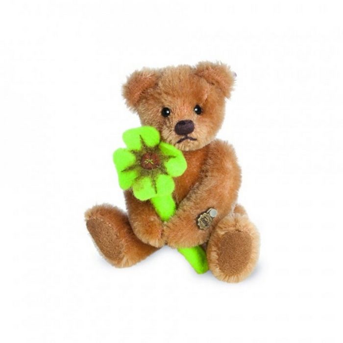 Teddys Rothenburg Dekofigur Teddybär mit Kleeblatt 10 cm braun/grün