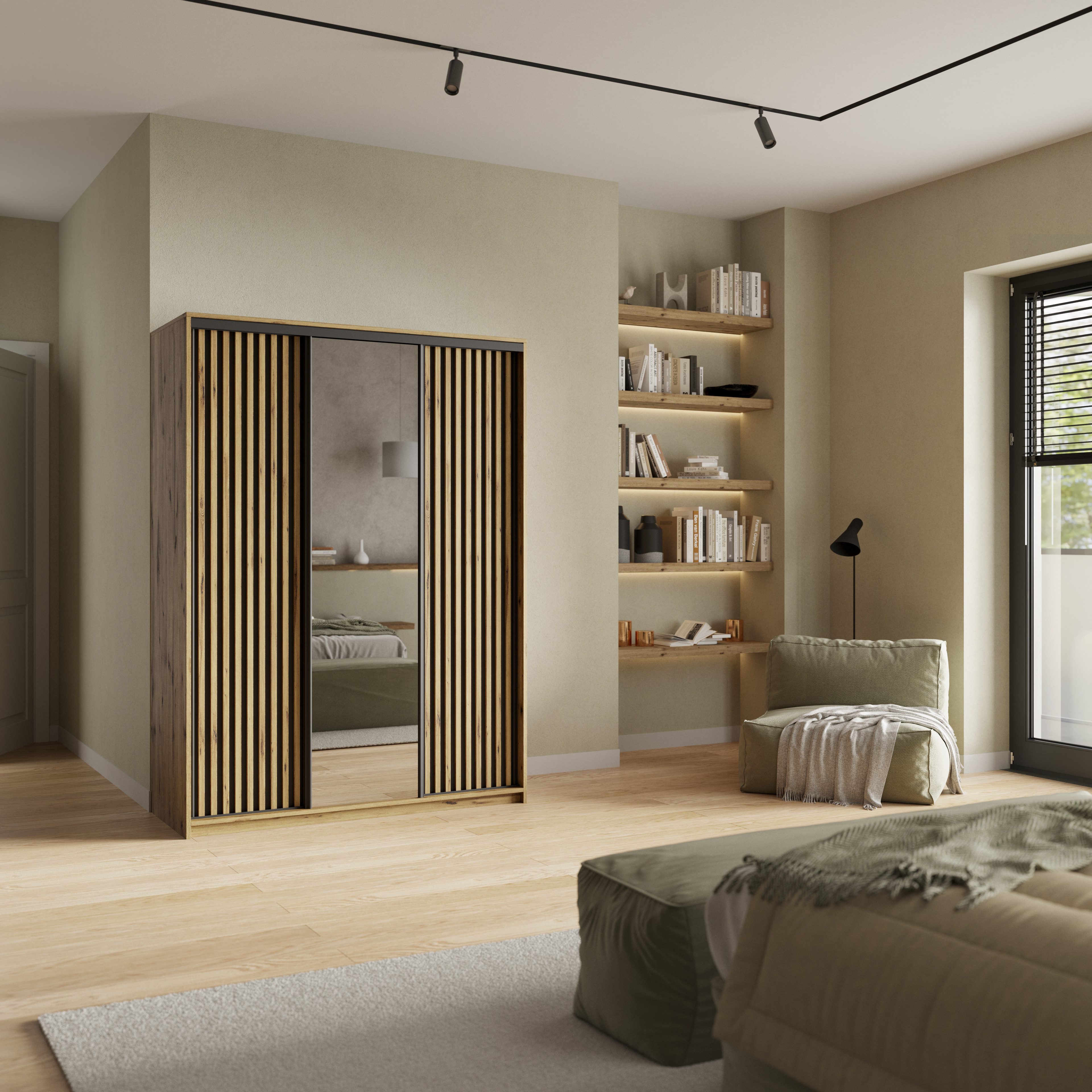 Masseno Schwebetürenschrank ORRA Kleiderschrank mit Spiegel und Schubladen günstig online kaufen