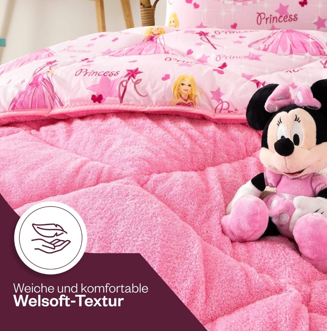 Formeya Kinderbettwäsche Prinzessin Kinderbettwäsche Set 135x200 cm mit Wendedecke – Bild 5 von 5