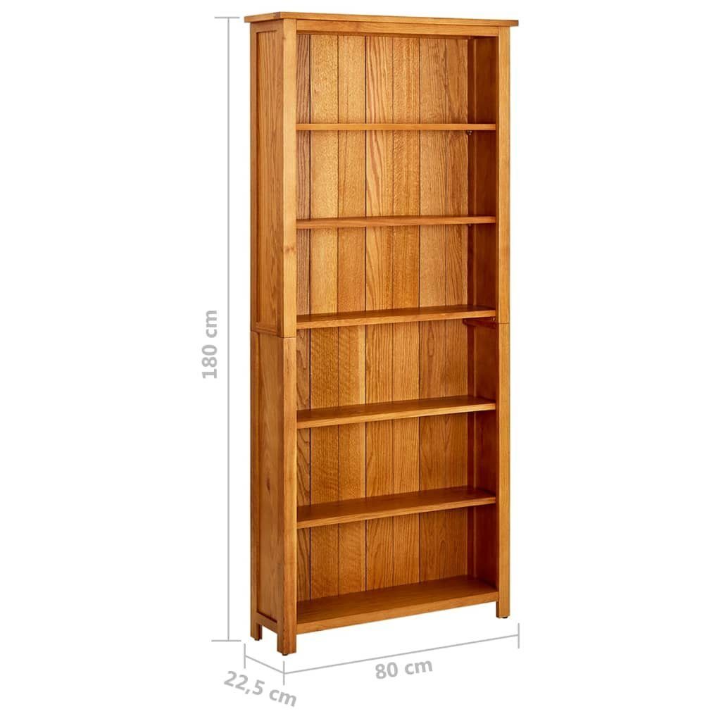furnicato Bücherregal 6 Fächer 80x22,5x180 cm Massivholz Eiche, 1-tlg.