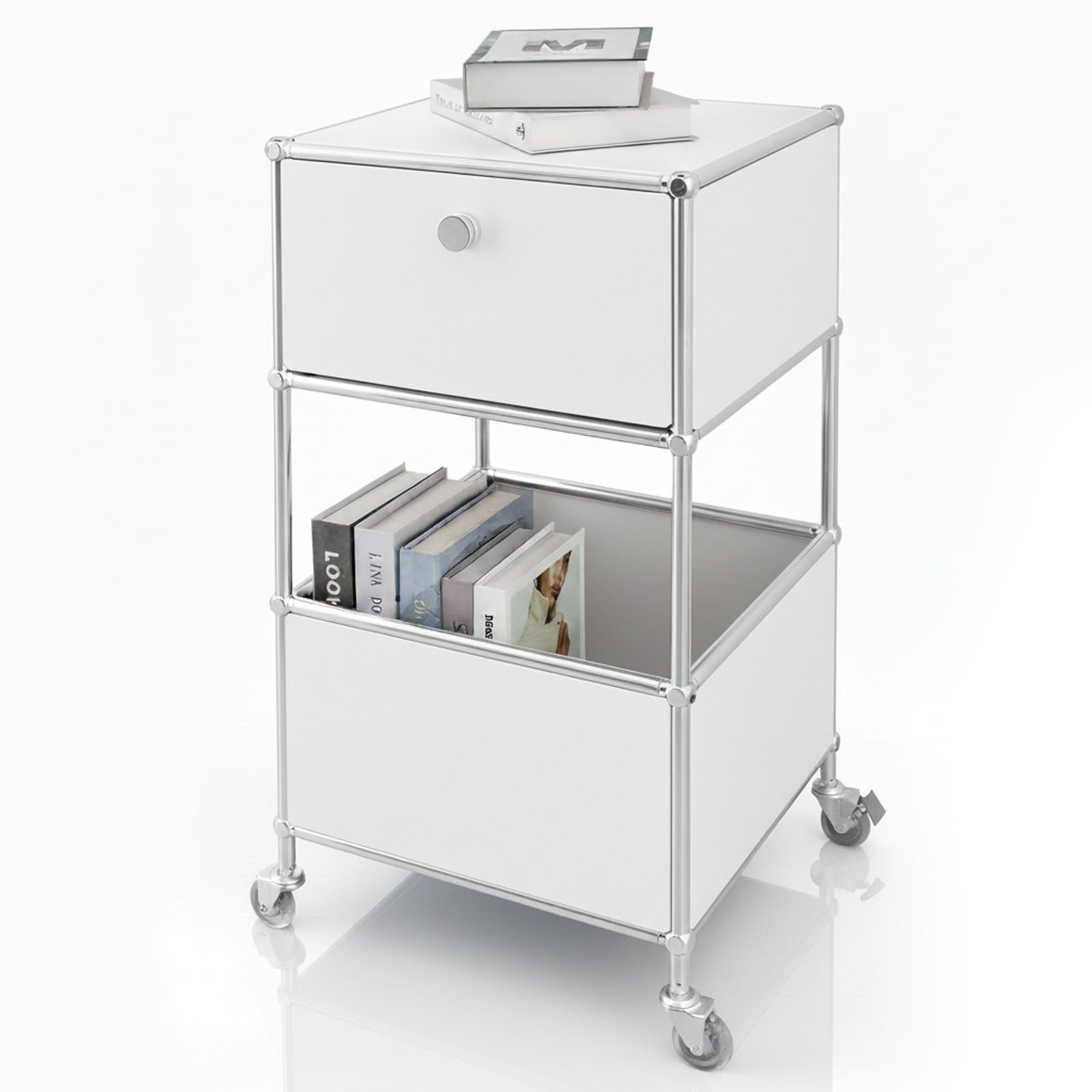 Kubus Standregal Urban Pure MK-145,3-stöckiger Rollcontainer mit Schublade, 6 Farben, Einzelartikel, mobil,2 feststellbare Rollen,offenes Fach