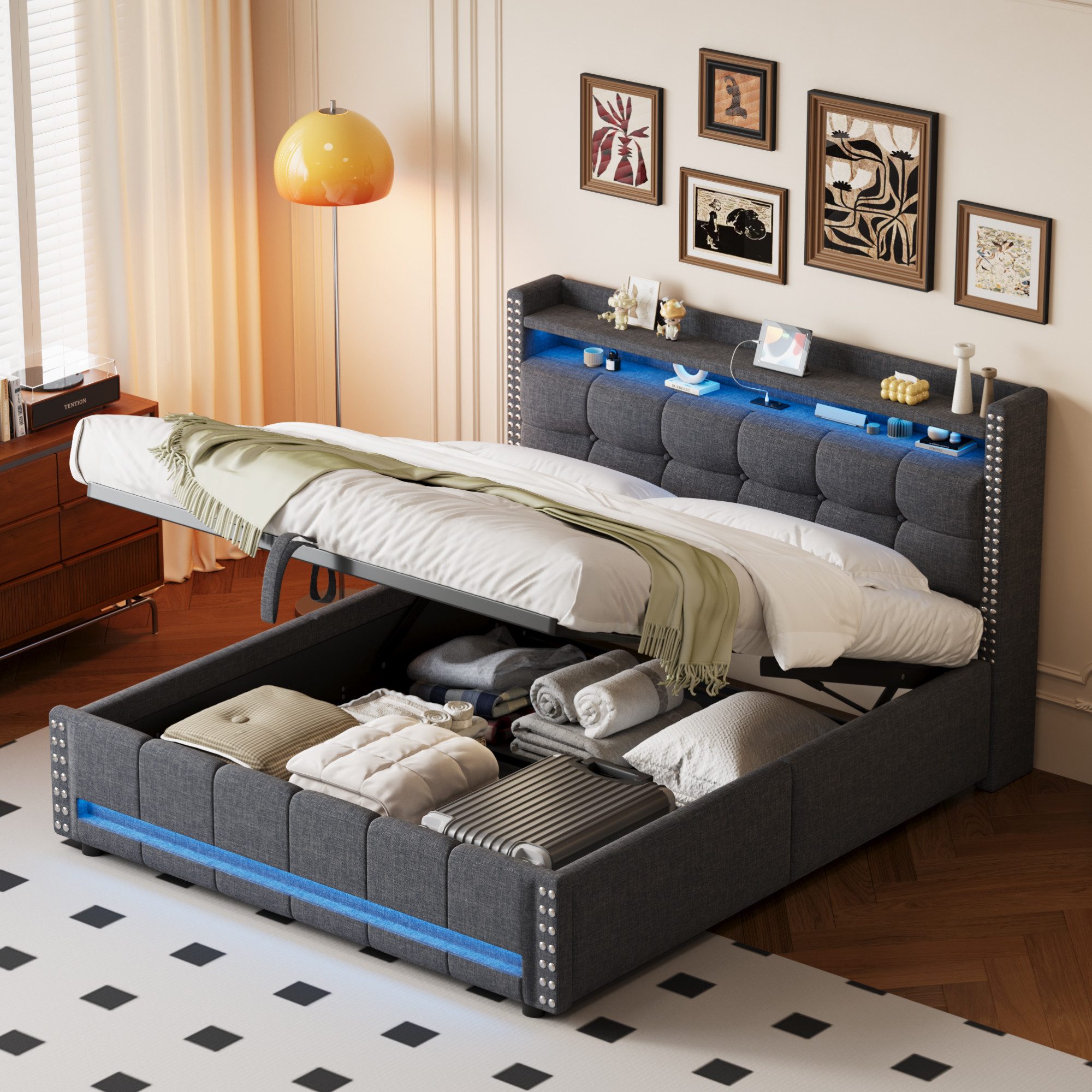 HAUSS SPOLE Polsterbett 160x200cm mit LED-Beleuchtung günstig online kaufen