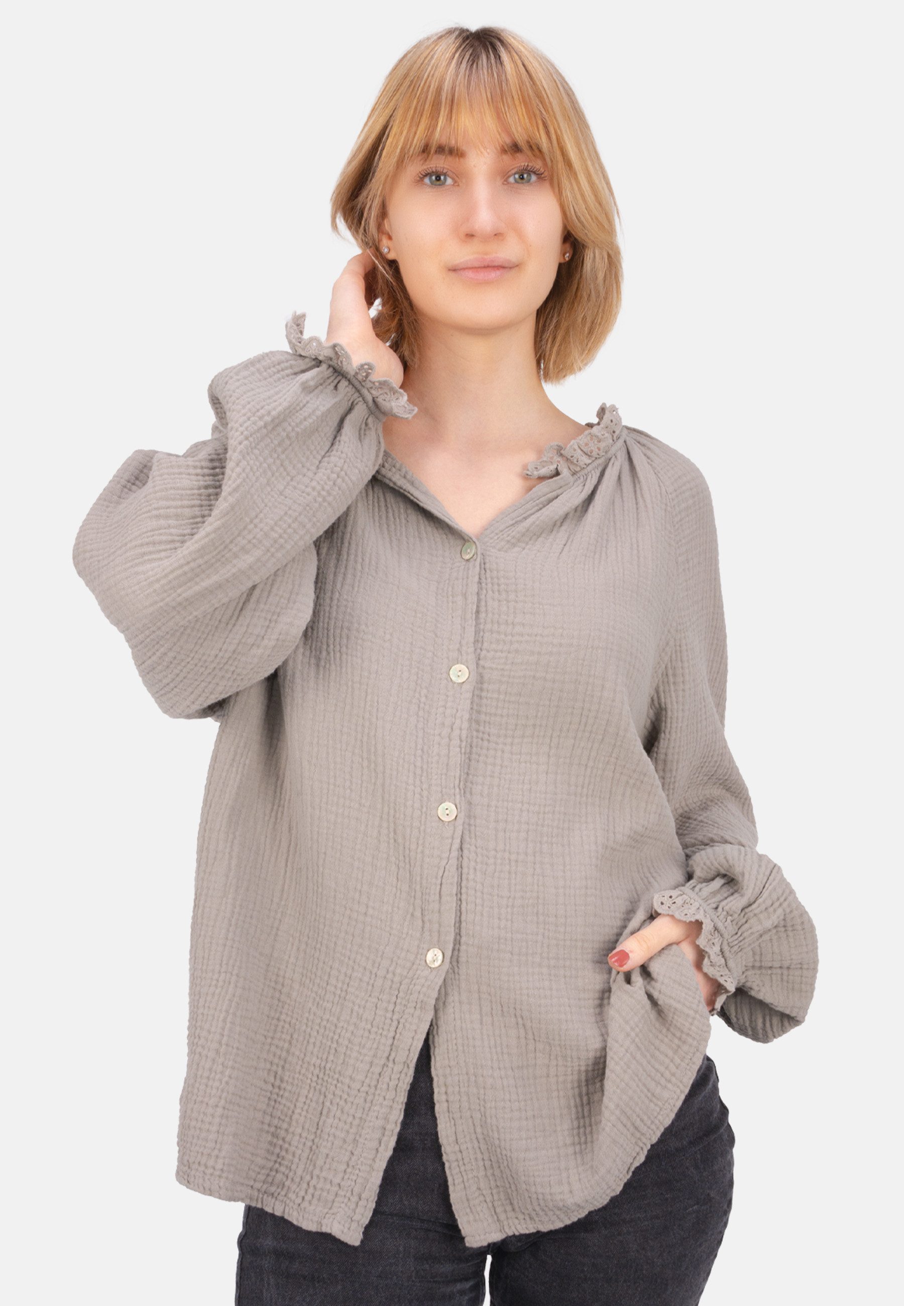 Seasons of April Hemdbluse EMMA MUSSELIN OVERSIZED Oversized Musselinbluse günstig online kaufen