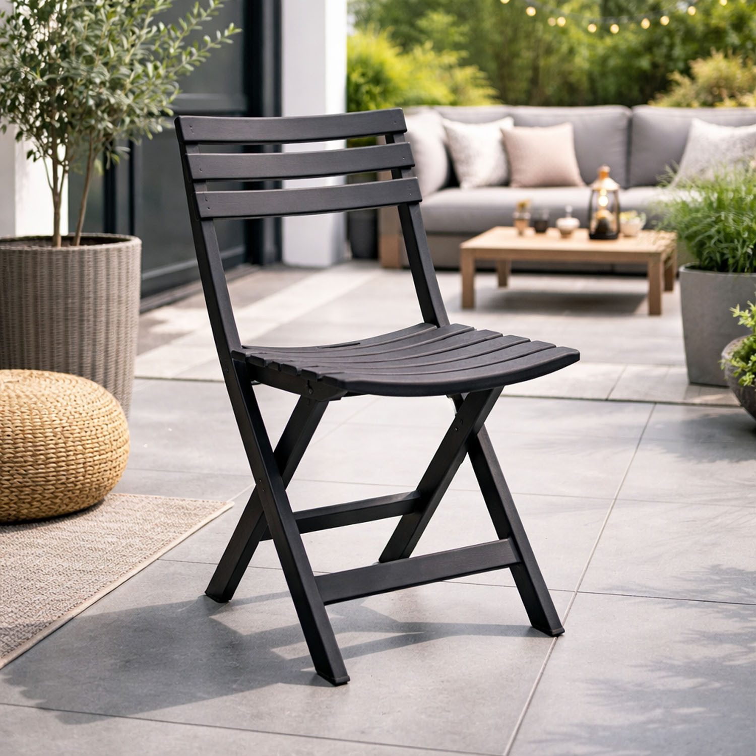Mojawo Armlehnstuhl Gartenstuhl Klappstuhl Campingstuhl Kunststoff Anthrazit Wetterfest – Bild 2 von 3