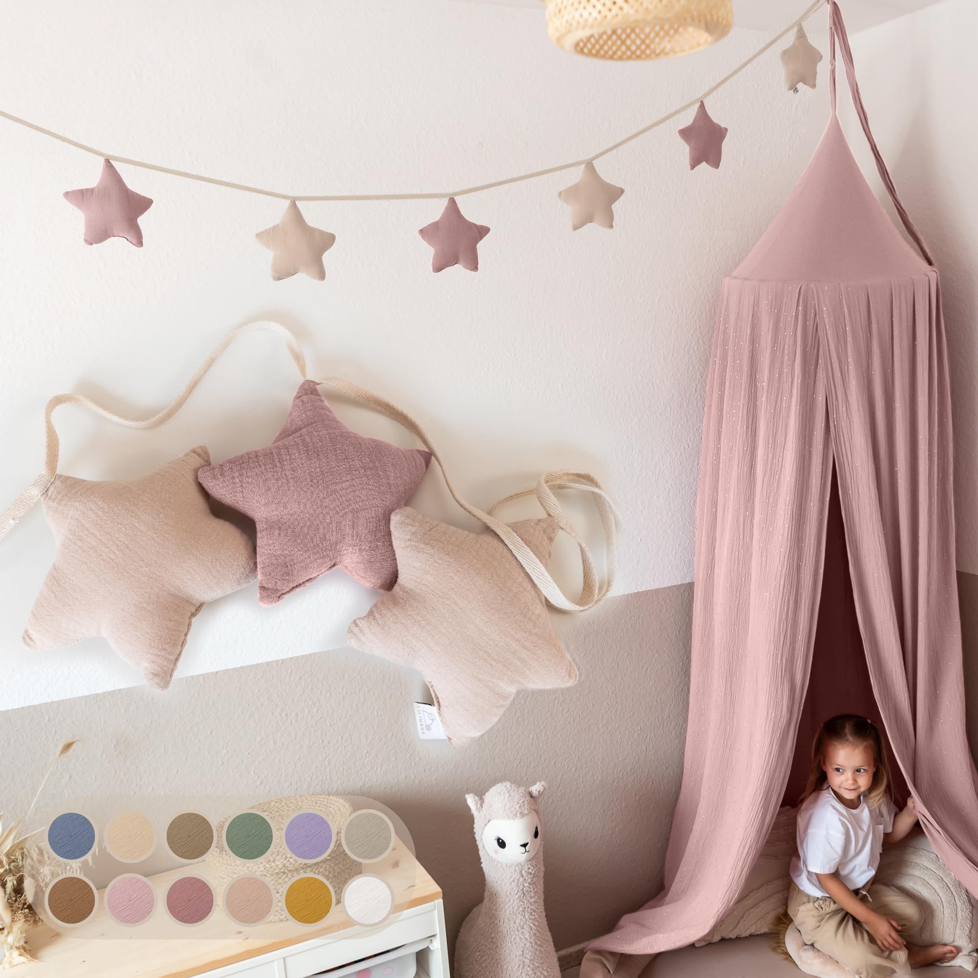 lilimaus Wimpelkette Handgemachte Wimpelkette für Kinderzimmer aus Musselin günstig online kaufen