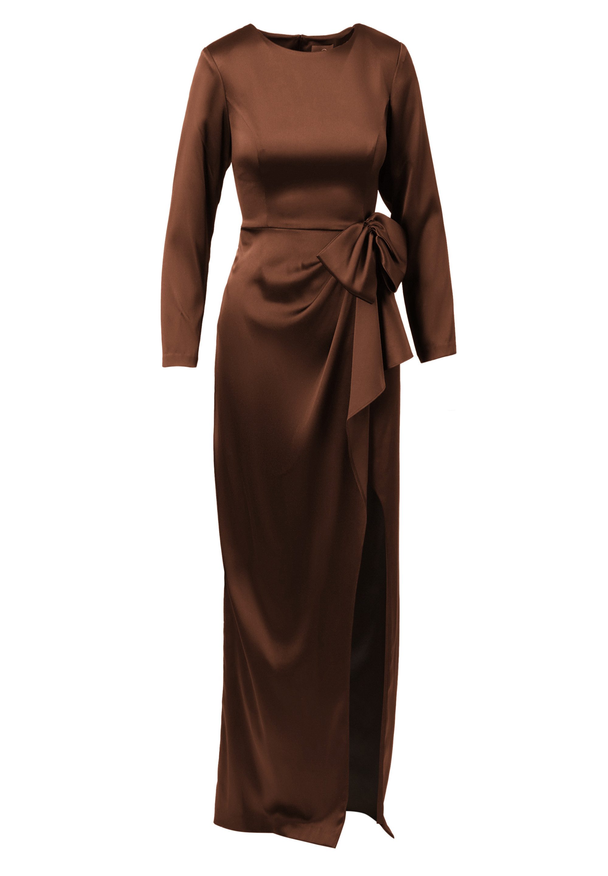Adrianna Papell Abendkleid Stretch Satin Ruffle Gown Elegantes und schickes Kleid mit Schleifendetail