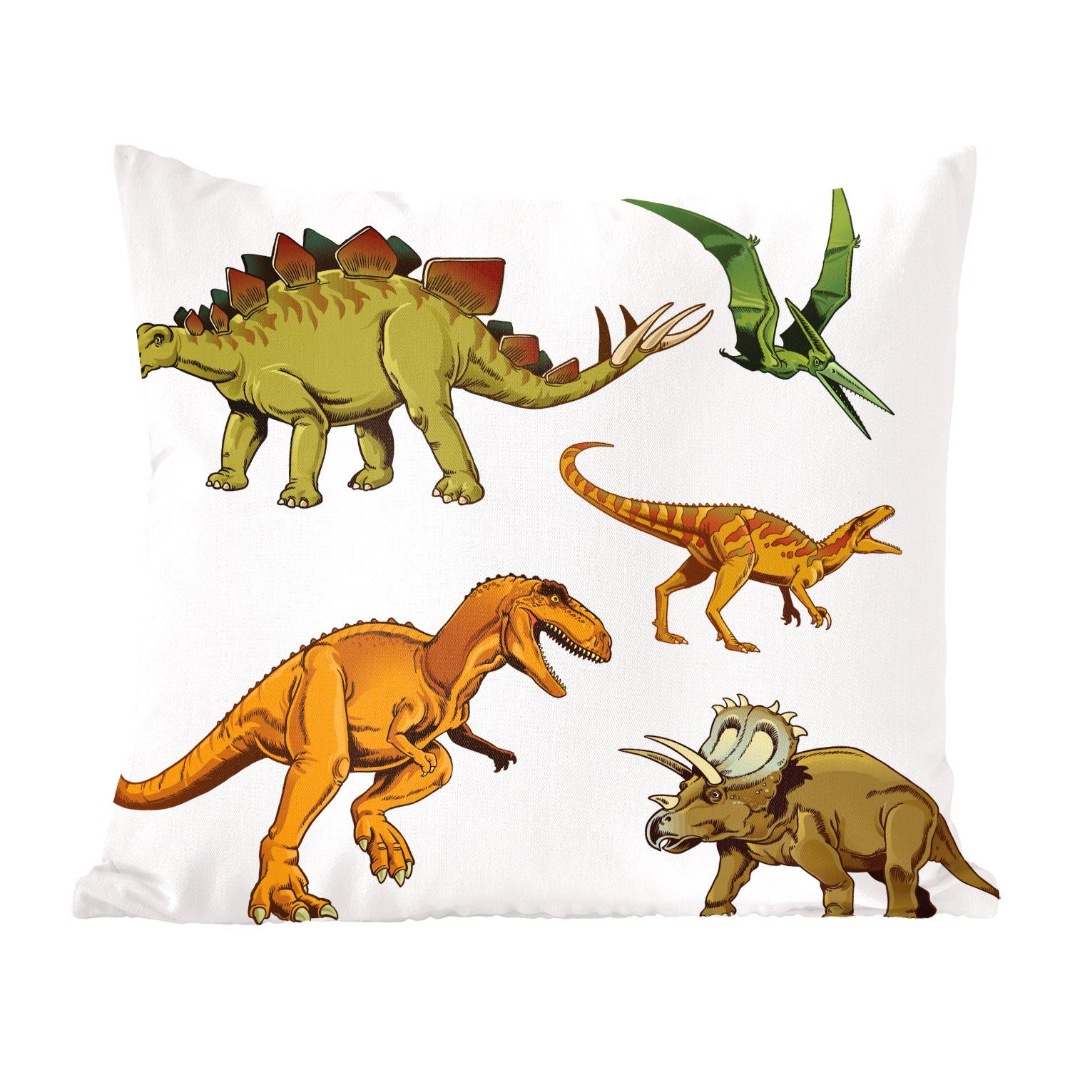 MuchoWow Dekokissen Dinosaurier - Zeichnung - Jungen - Kinder, Zierkissen mit Füllung für Wohzimmer, Schlafzimmer, Deko, Sofakissen