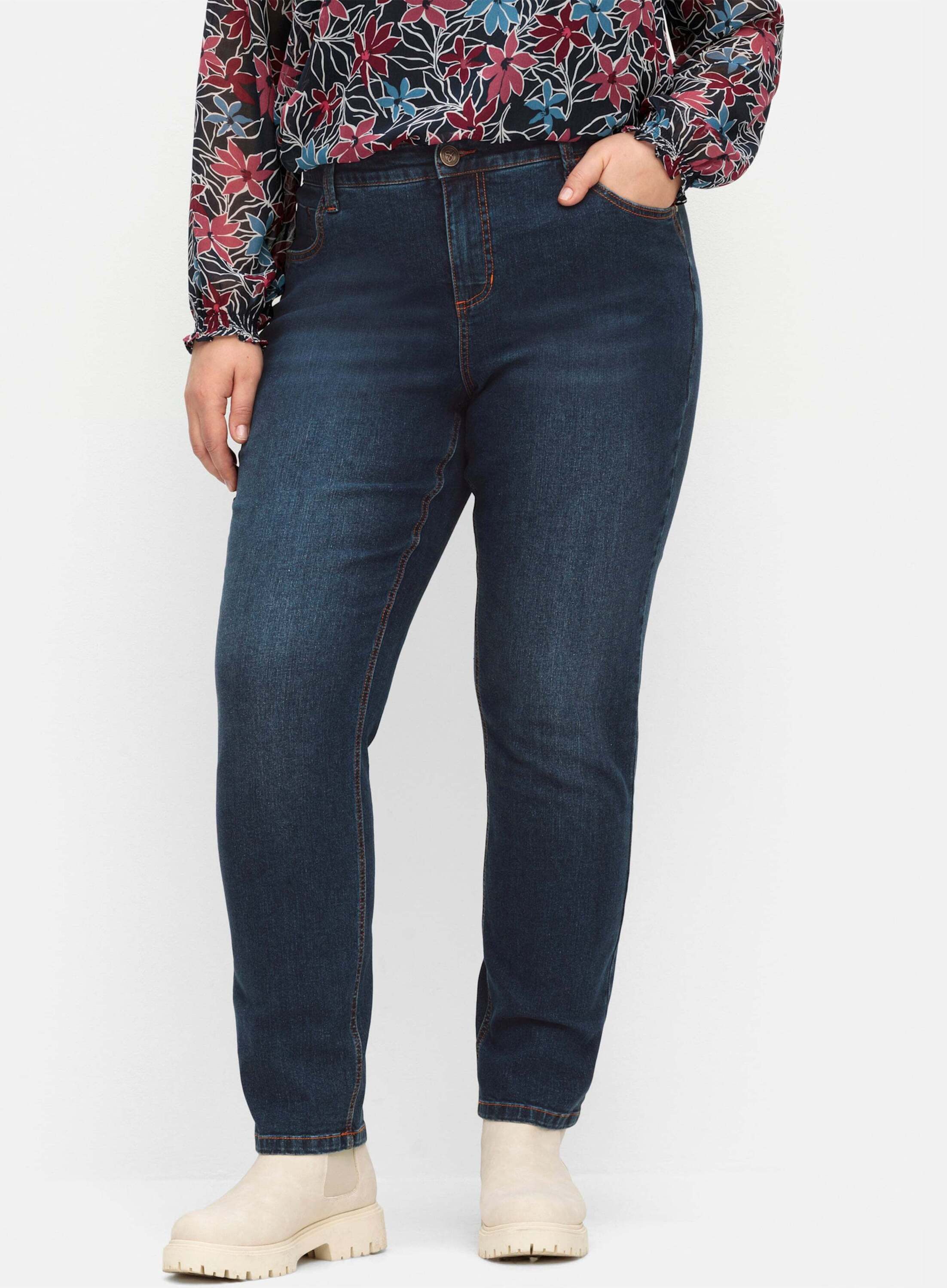 Sheego Bequeme Jeans Stretch-Jeans normal PIA, aus elastischem Denim