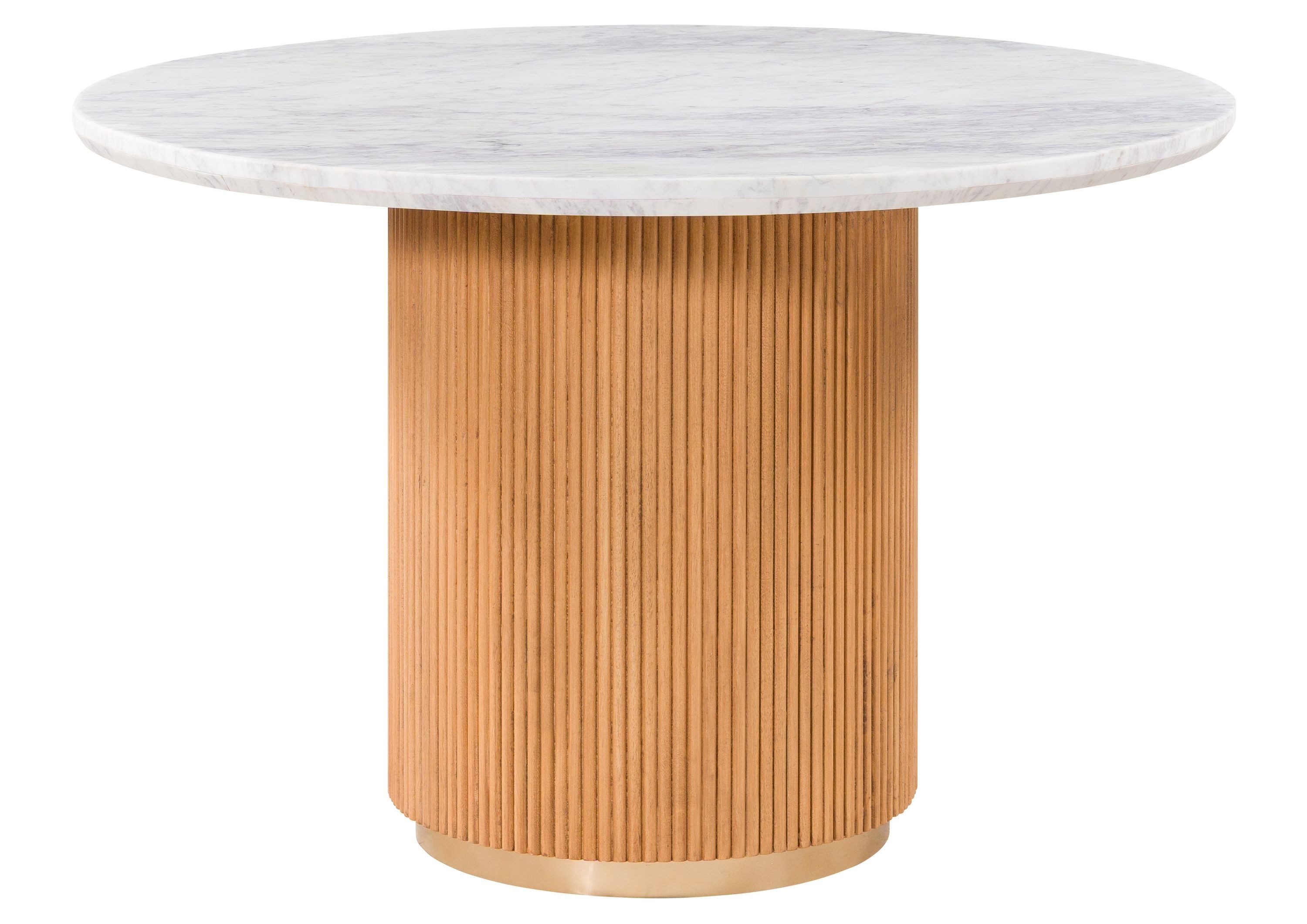 Massivmoebel24 Esstisch BARCELONA (Massivholz, Massivholztisch), Mango 120x120x76 natur lackiert / Marmor weiß BARCELONA #528