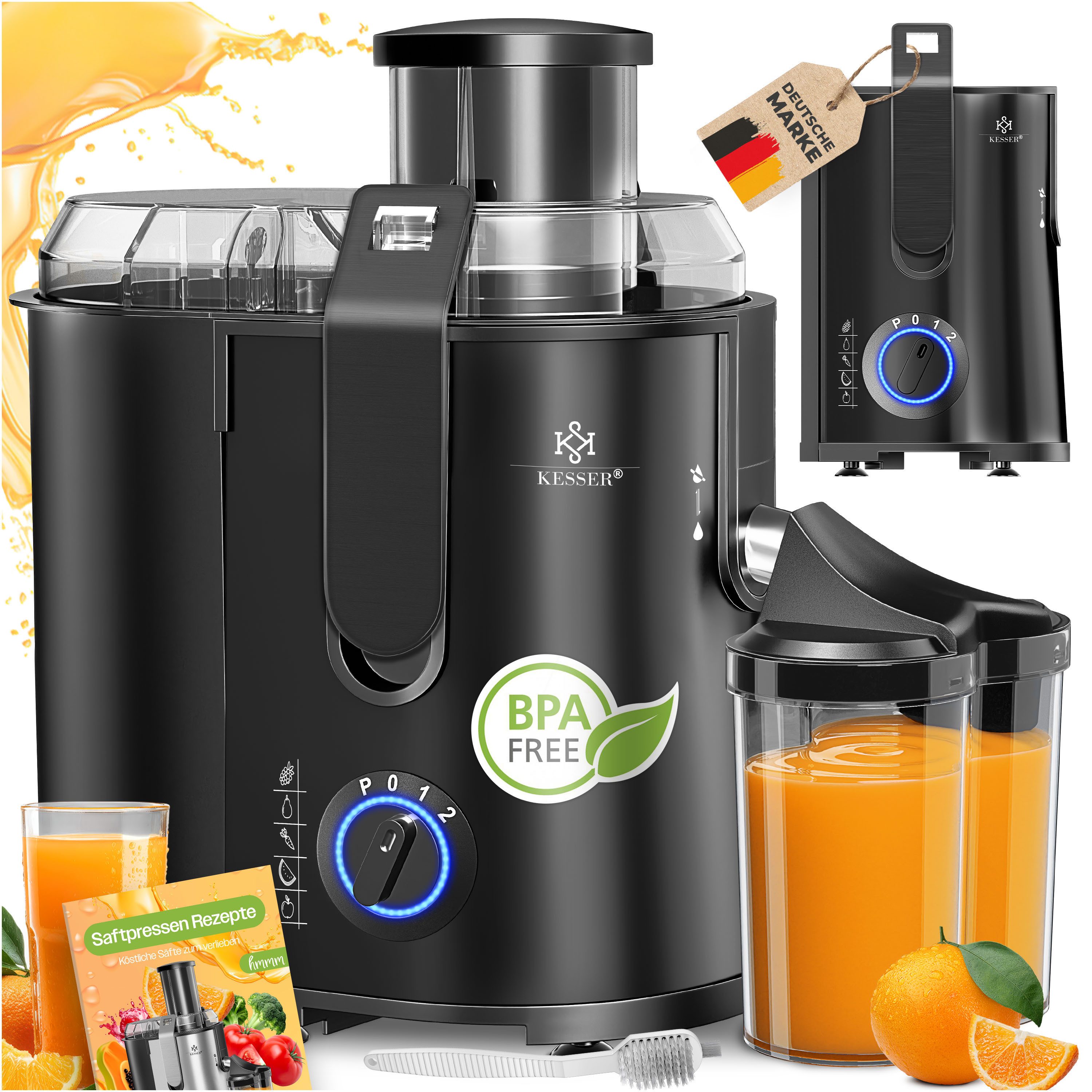 KESSER Соковыжималки, 1100 W, Соковыжималки für Obst und Gemüse aus Edelstahl 1100W