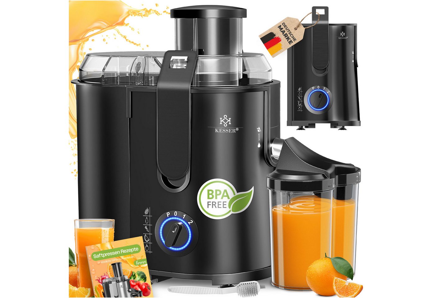 KESSER Entsafter, 1100 W, Entsafter für Obst und Gemüse aus Edelstahl 1100W