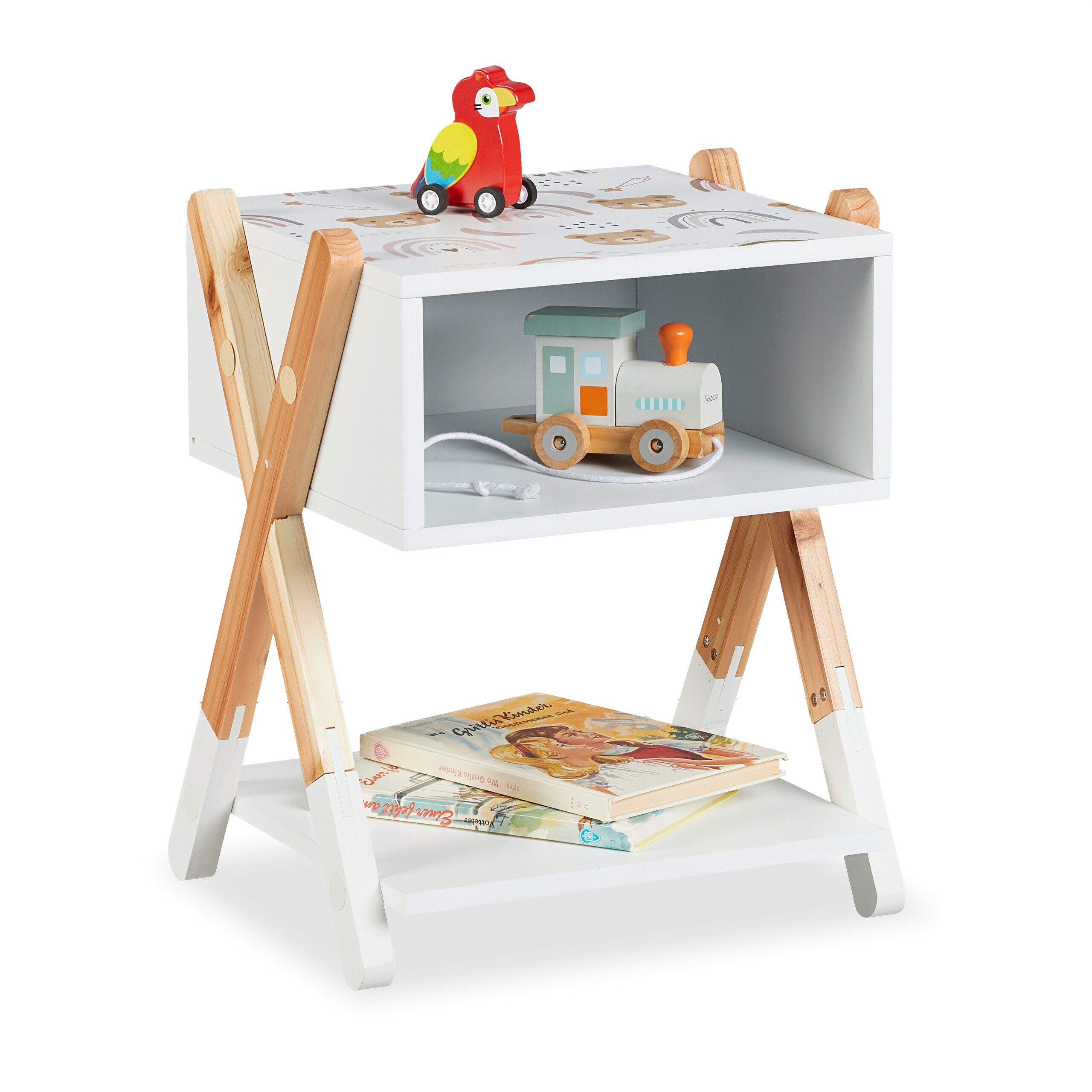 relaxdays Nachttisch für Kinder offenes Fach (1-St), B