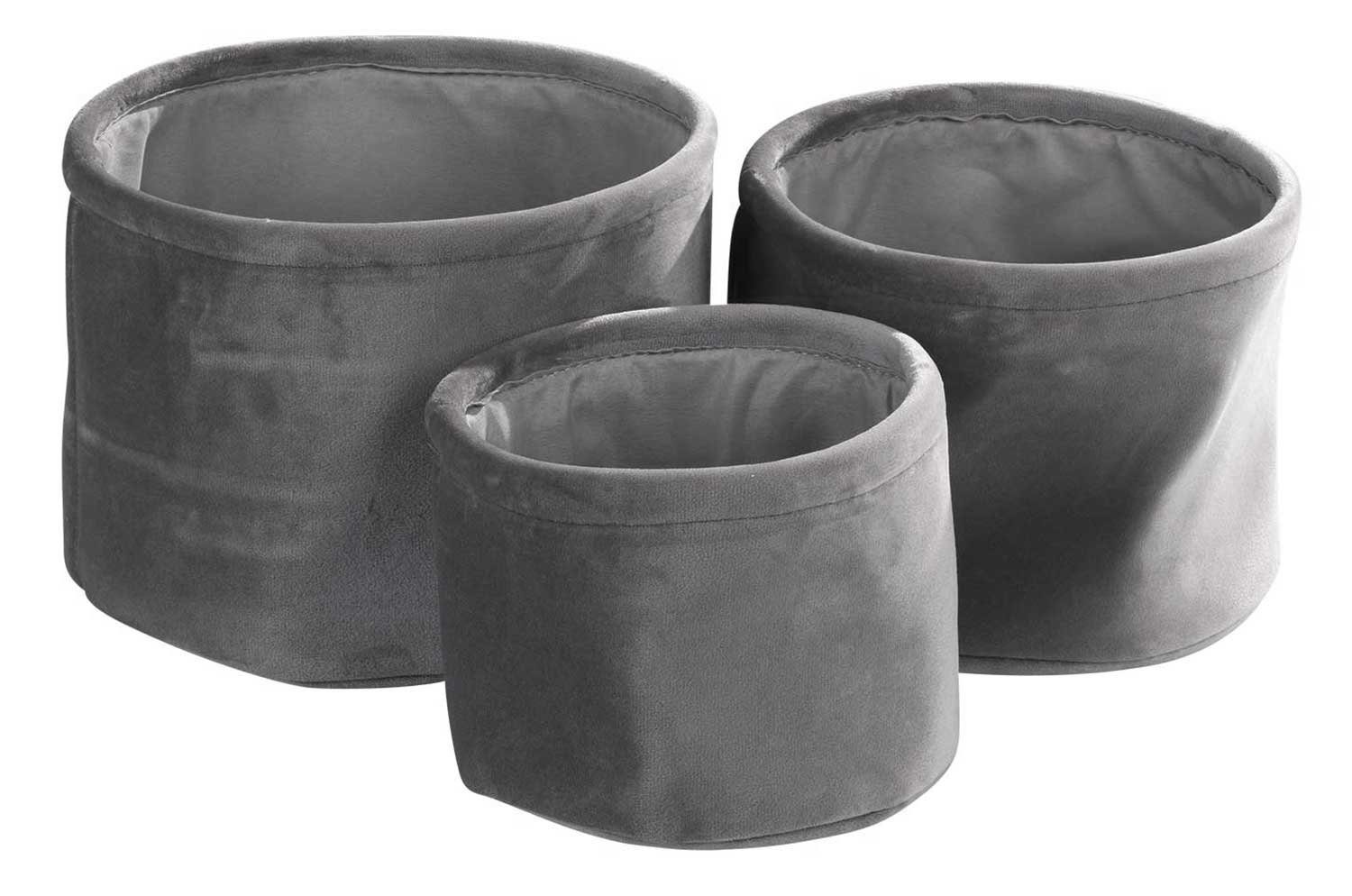 Home4You Aufbewahrungskorb, Grau, Samt, Ø 22 günstig online kaufen