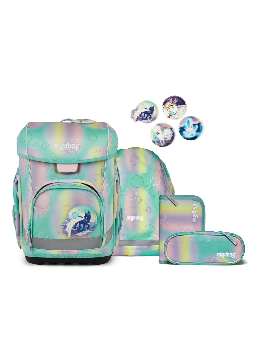 ergobag Schulranzen cubo light Set (5-tlg., 5-teiliges Set), wiegt nur 780g