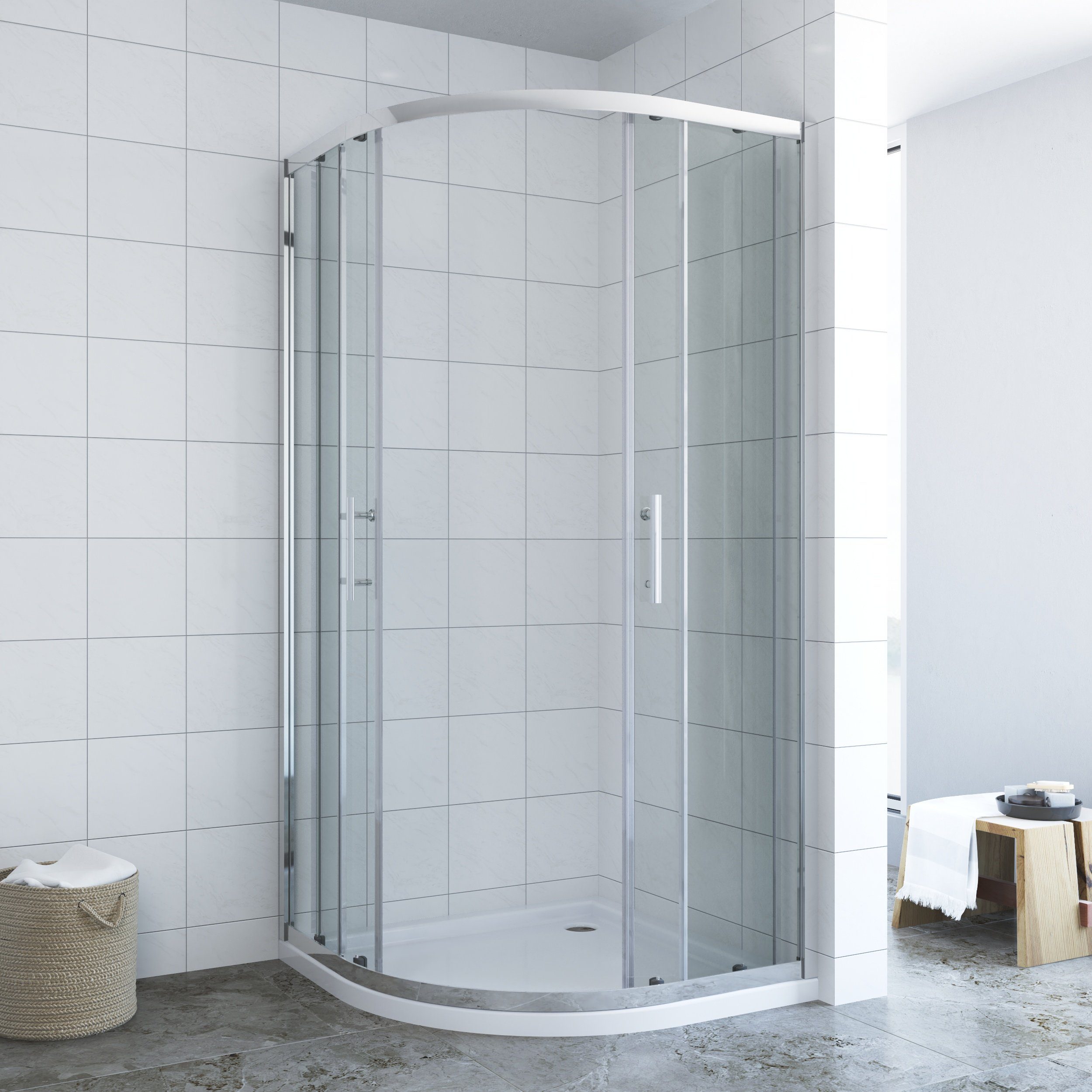 AQUABATOS Runddusche Viertelkreis Duschkabine Schwarz 80x80 günstig online kaufen