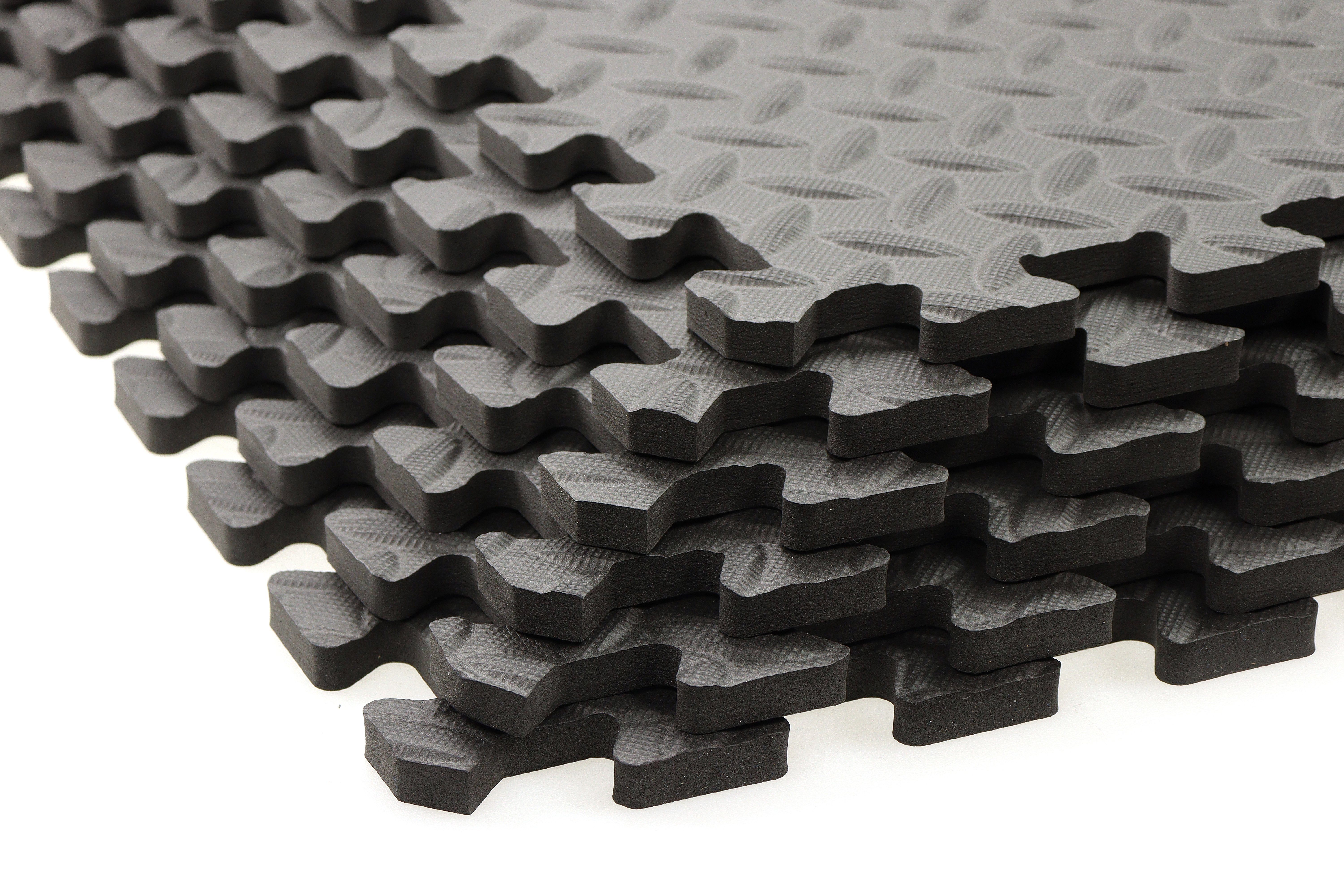 ELLUG Sportmatte 6 Stück Steckmatte schwarz, Härtegrad 30-35, inkl. 12 Randstücke