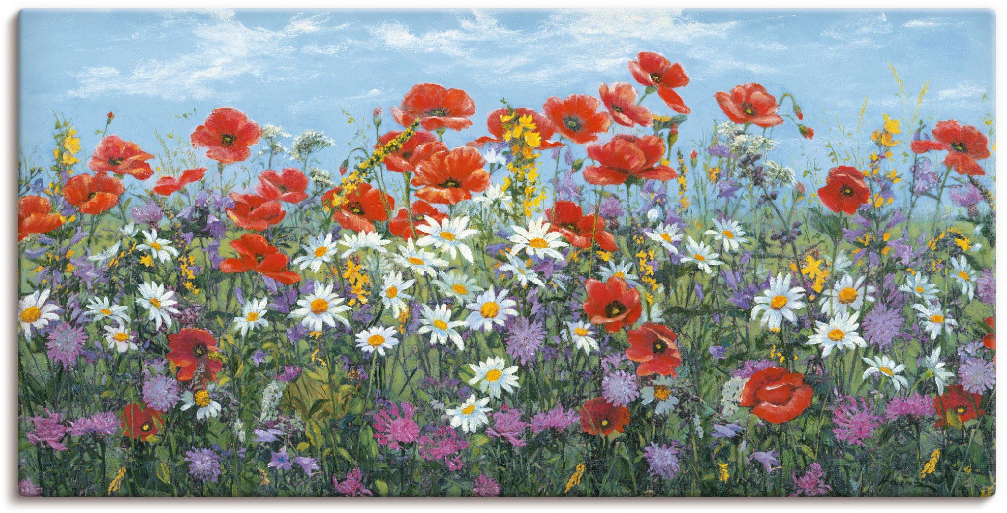 Artland Leinwandbild Almwiese, Blumenwiese (1 St), auf Holzrahmen gespannt