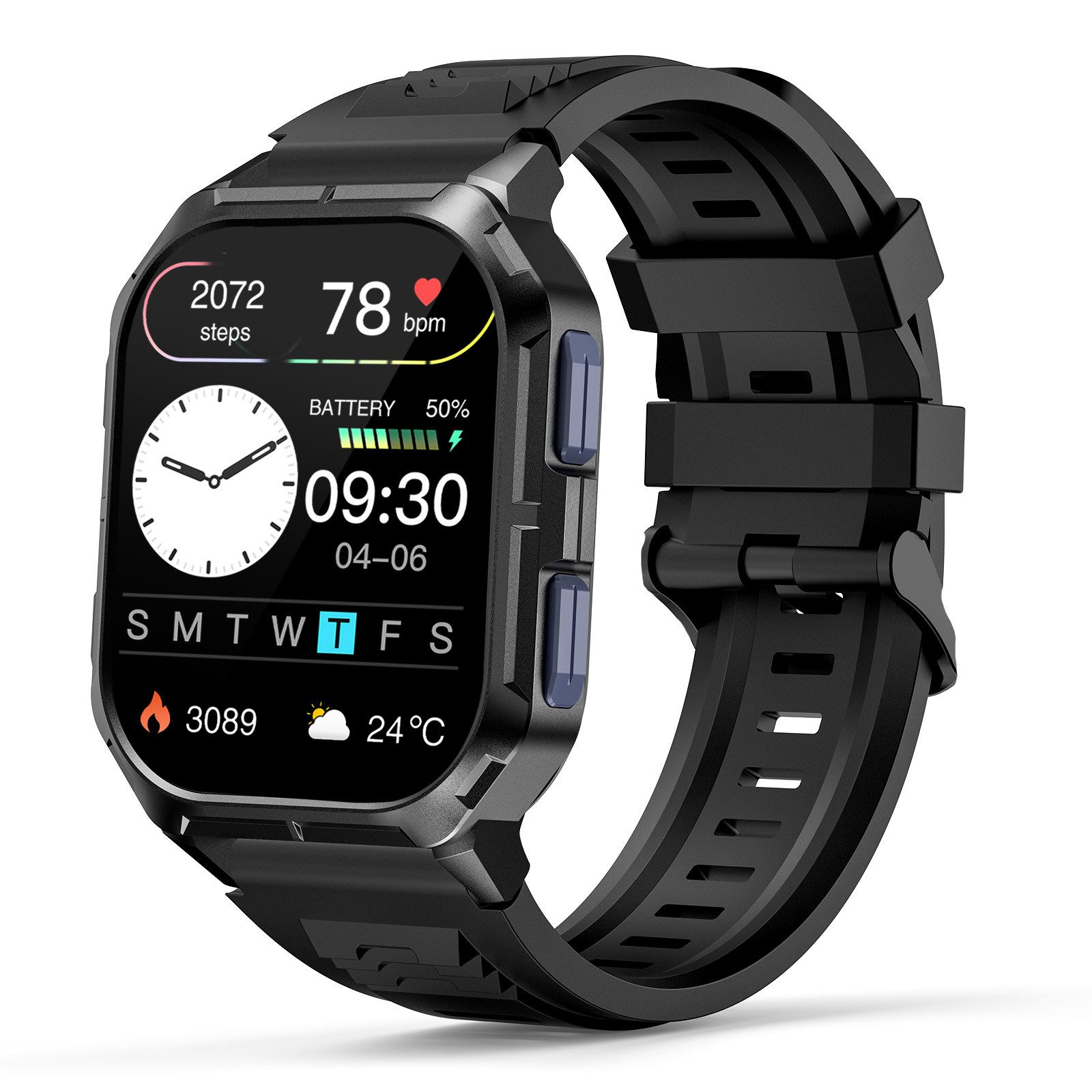 Smartwatch Herren, Neue Fitness Tracker Uhr, Outdoor Sportuhr, AMOLED Smartwatch