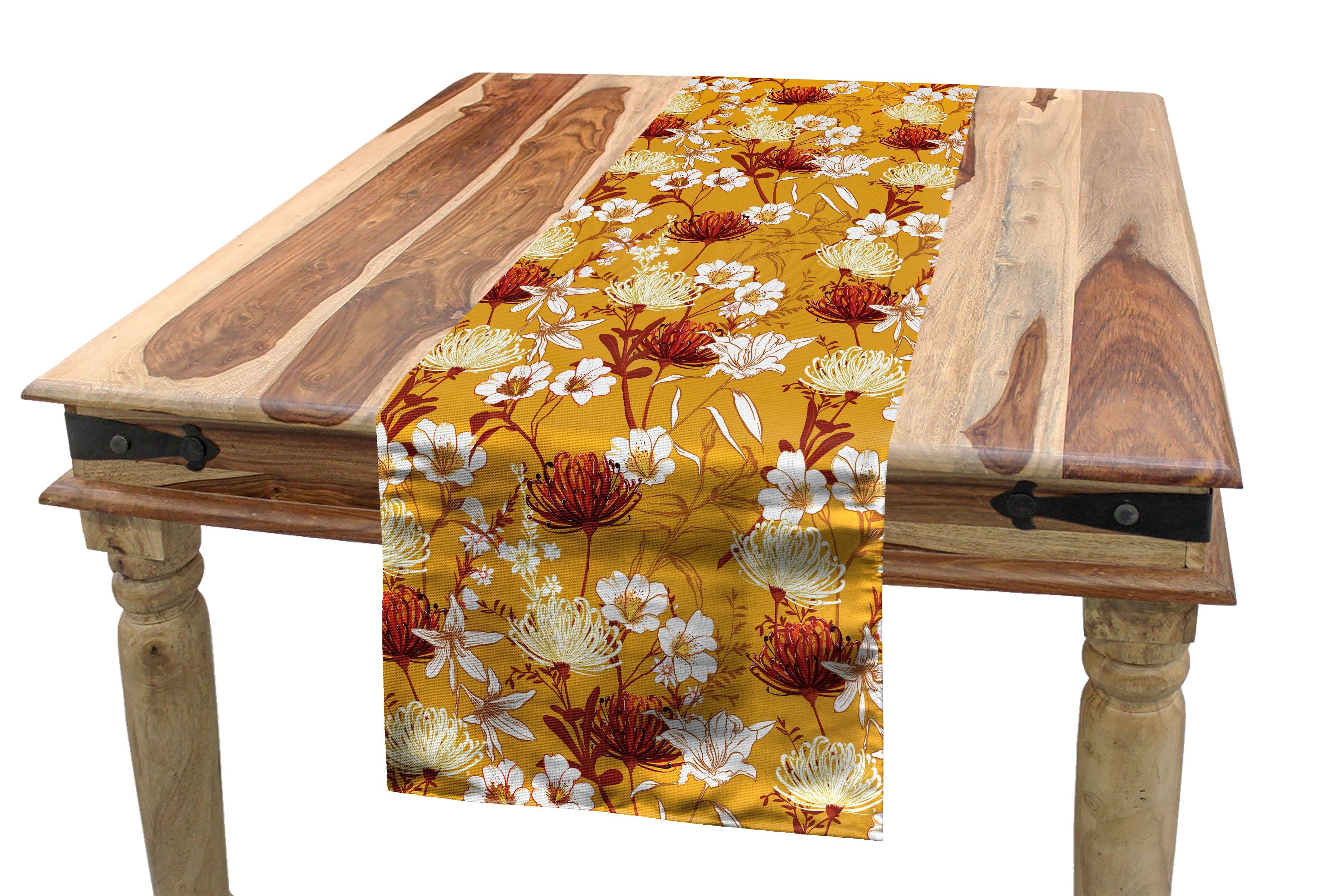 Abakuhaus Tischläufer Esszimmer Küche Rechteckiger Dekorativer Tischläufer, Botanische Bündel von Blühenden Blumen