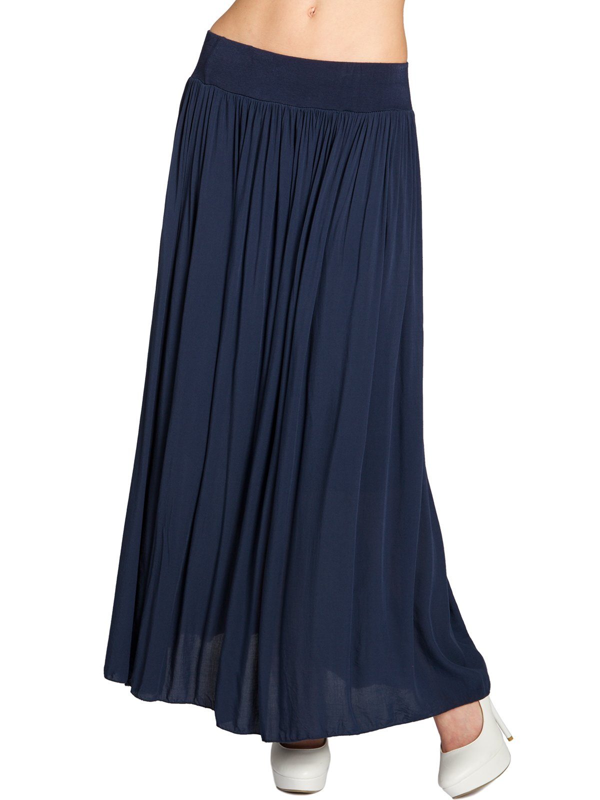 Faltenrock RO034 leichter langer eleganter Damen Sommer Rock