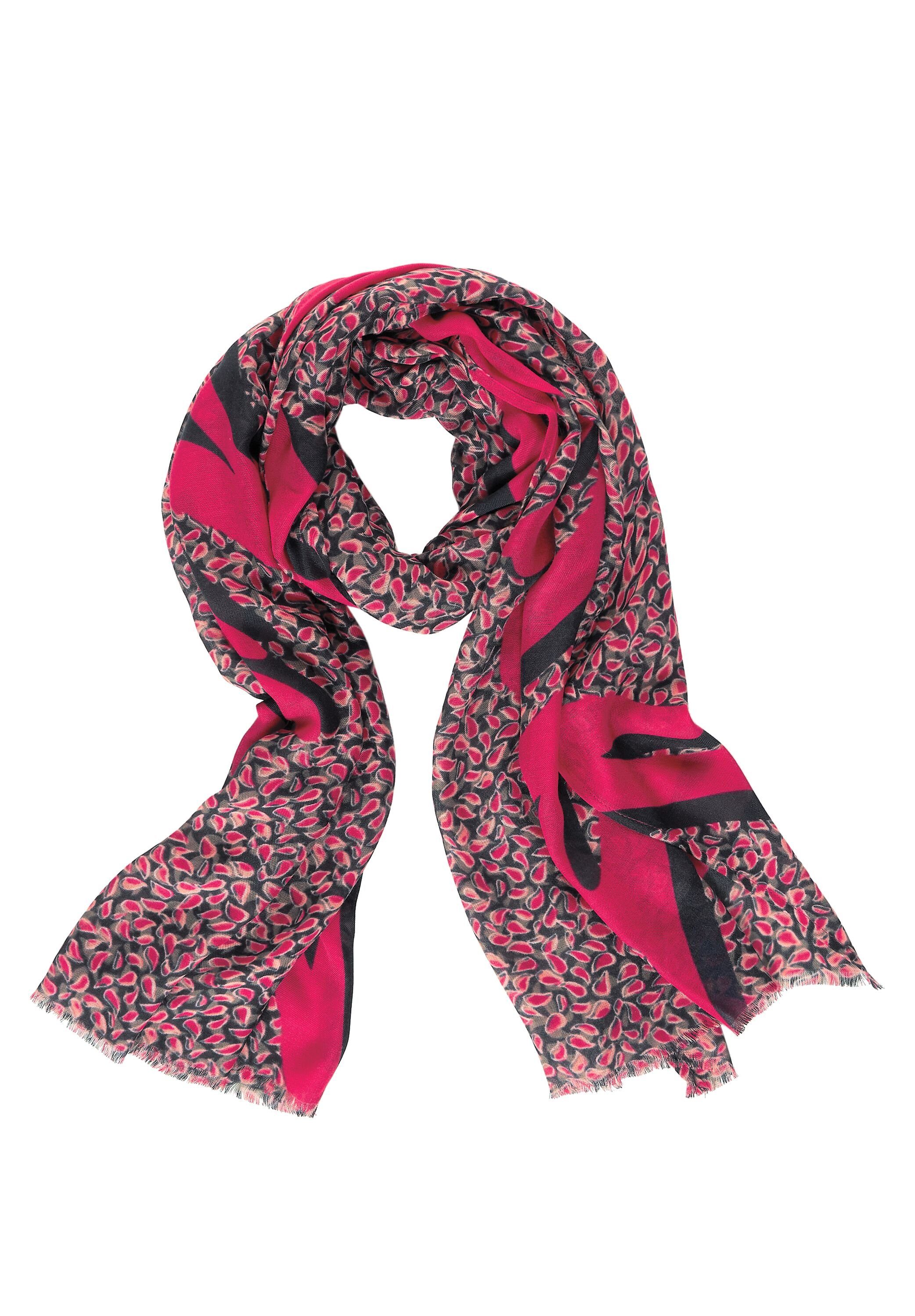 Cecil Modeschal Wording-Print Mit coral Modal Print, Schal cosy mit