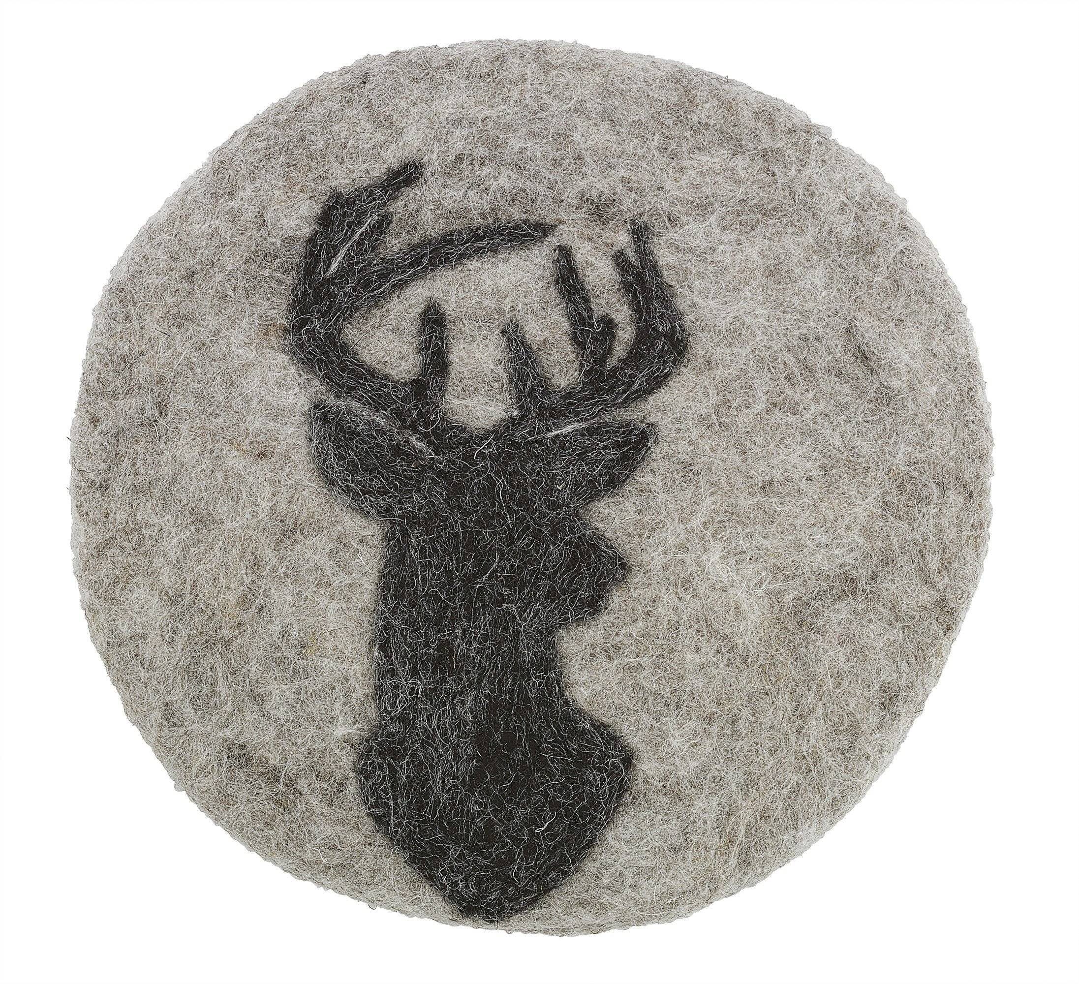 Cilio Getränkeuntersetzer Untersetzer Glasuntersetzer Schafwolle Filz cilio LANA Hirsch schwarz