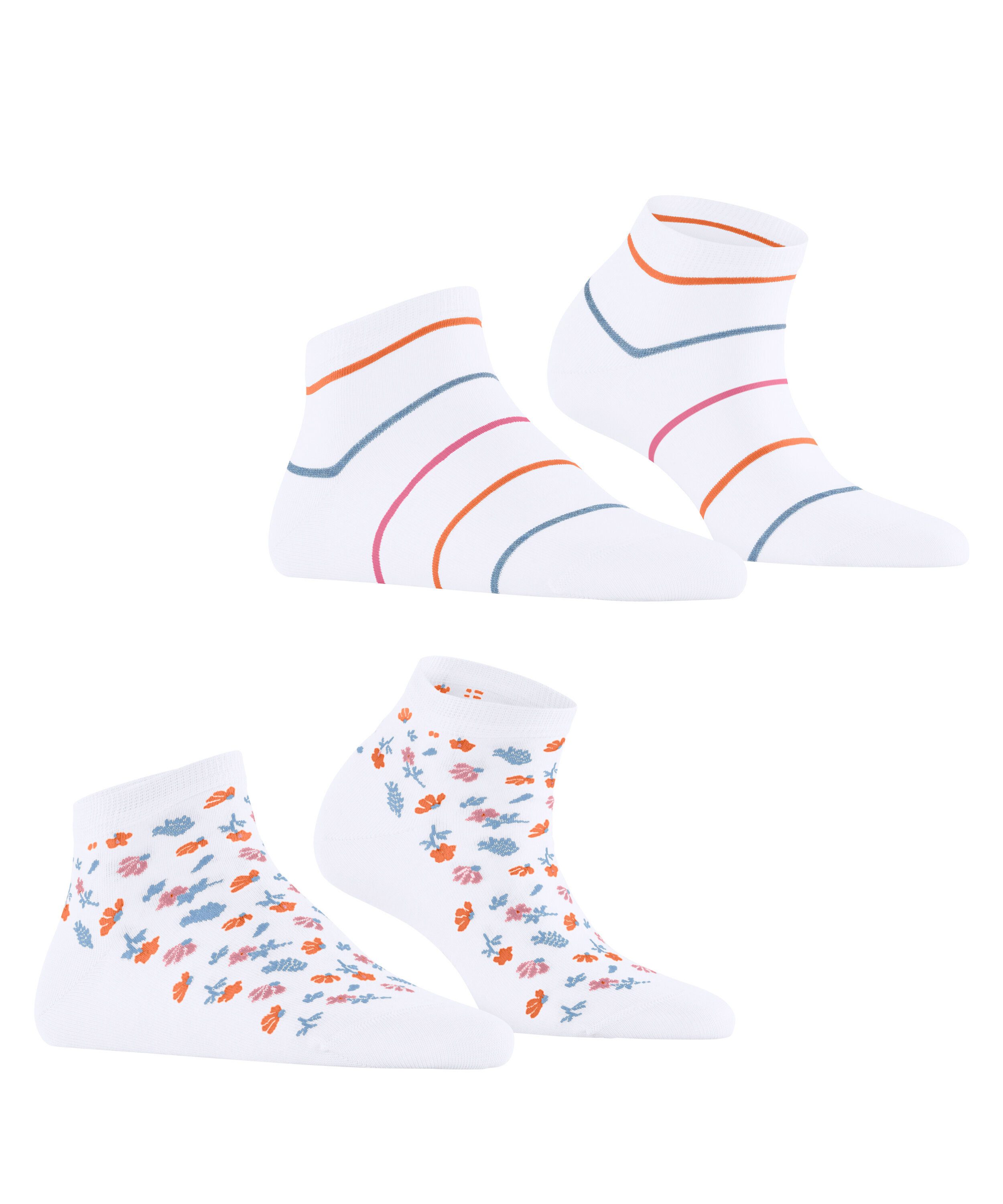Esprit Sneakersocken Esprit Flowers & Stripes 2-Pack Damen (2-Paar)