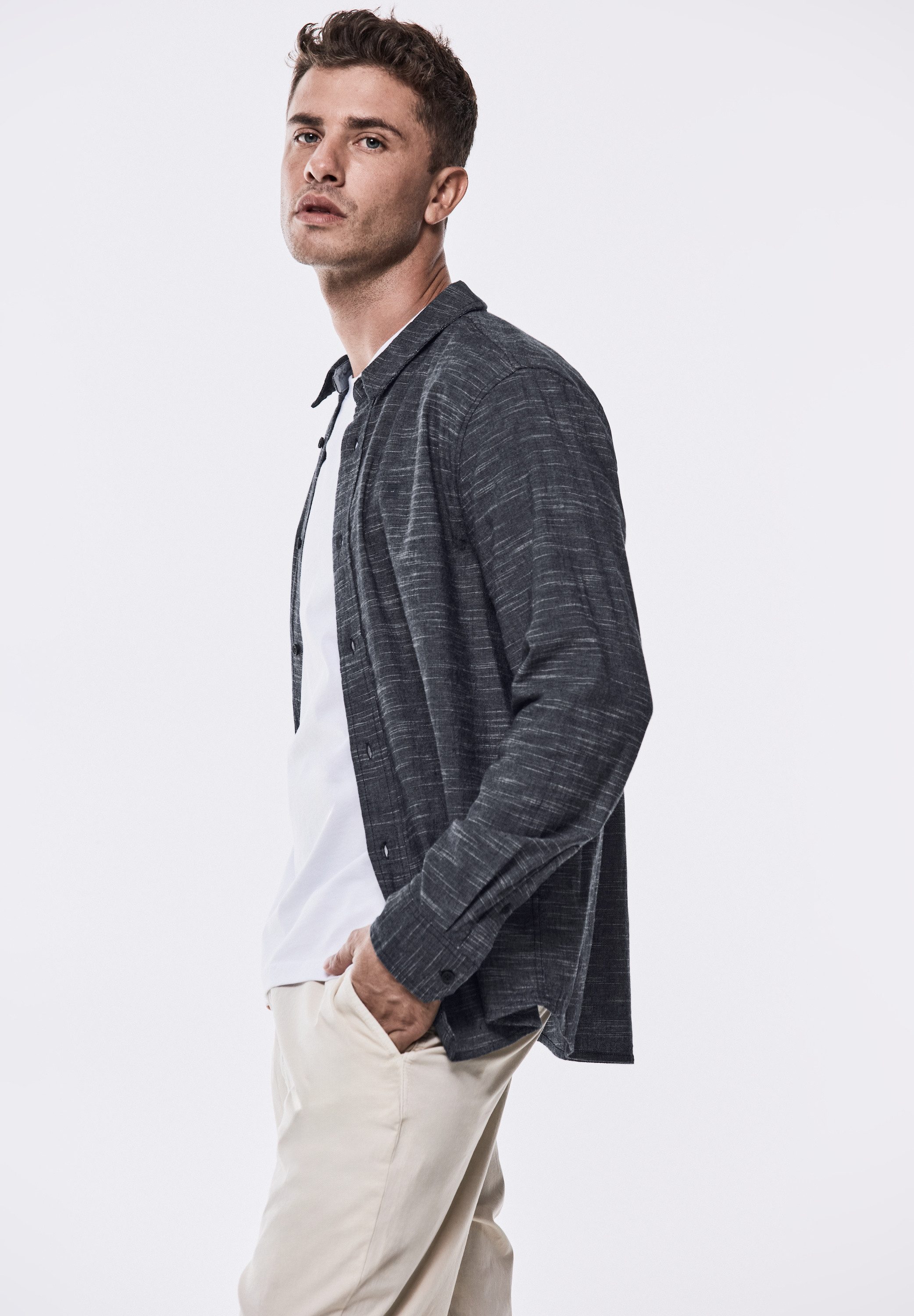 STREET ONE MEN Langarmhemd mit Knopfleiste