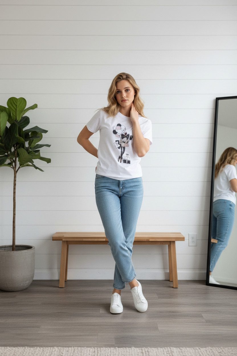 Zuckerwatte Kurzarmshirt mit Rundhalsausschnitt aus 100% Baumwolle