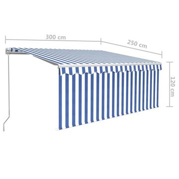 vidaXL Markise Markise Manuell Einziehbar mit Rollo & LED 3x2,5m Blau & Weiß
